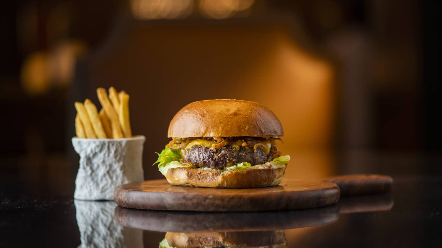 Hamburger and french fries