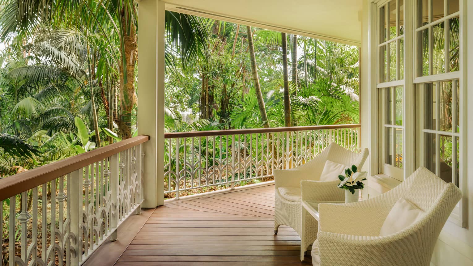 Covered lanai at a tropical resort