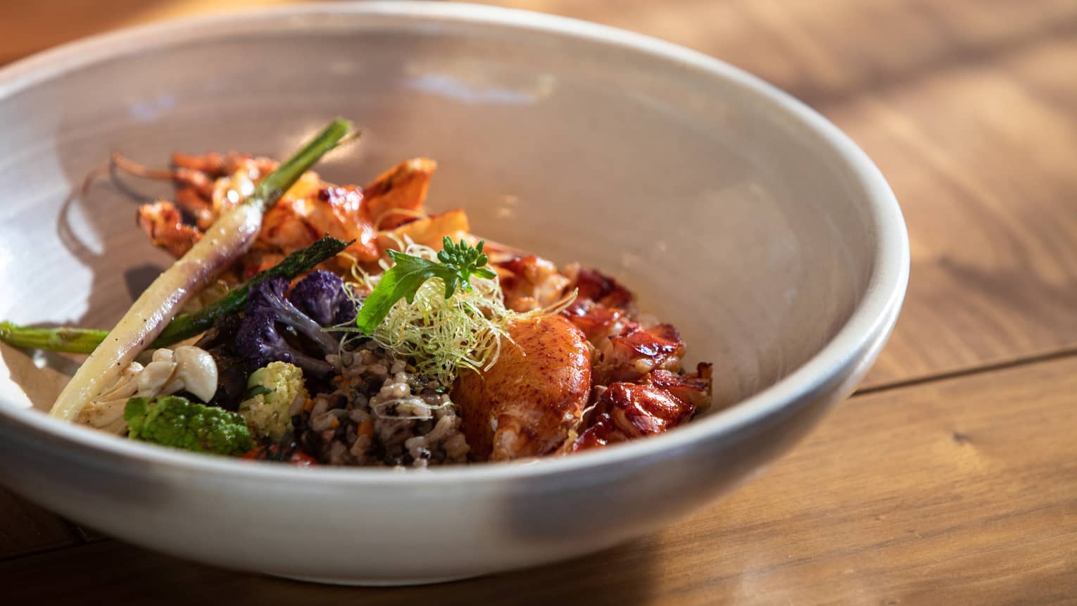 Lobster bowl with grains and vegetables