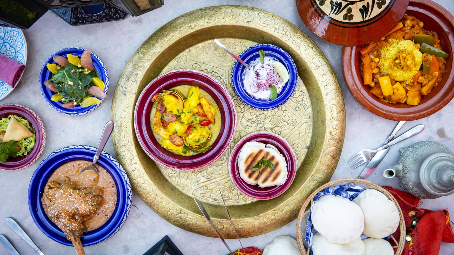 A colourful assortment of dishes at Al Barakat