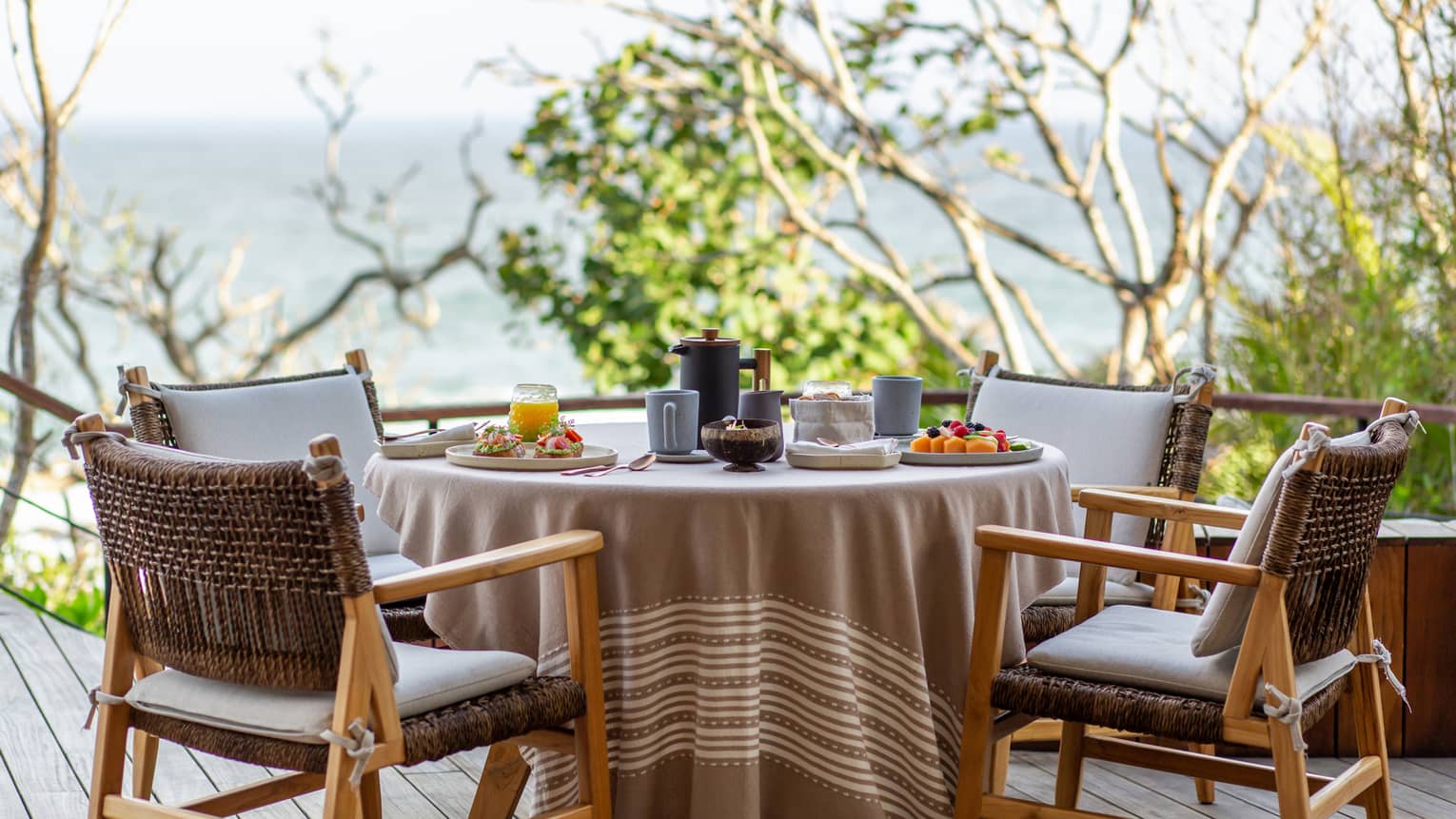 Outdoor dining table set for four