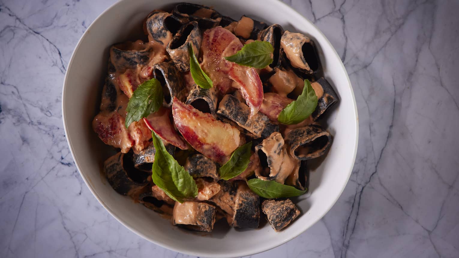 Squid ink and lobster dish
