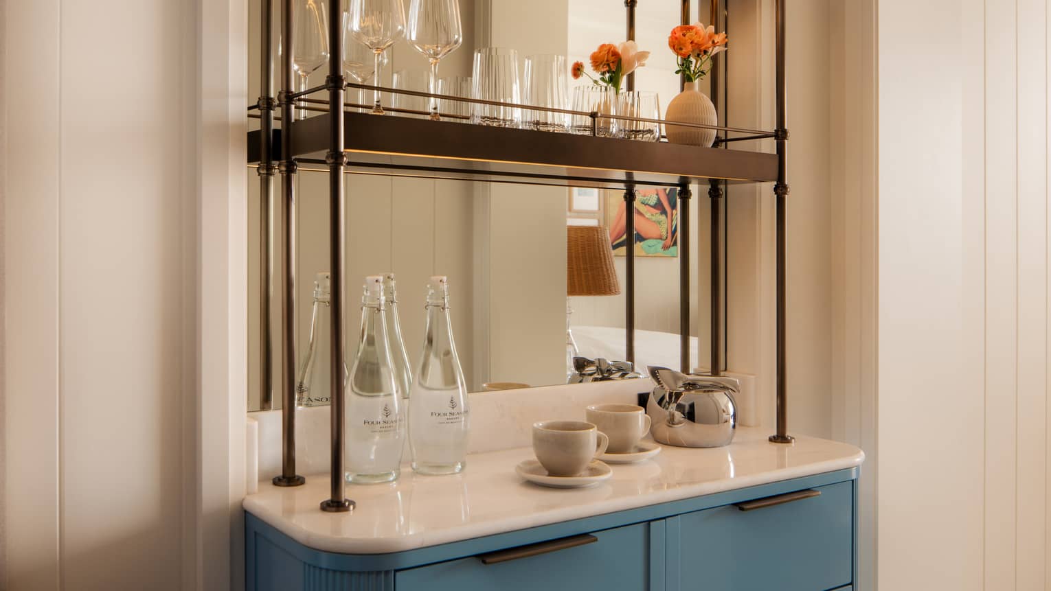 Wet bar area of a hotel room