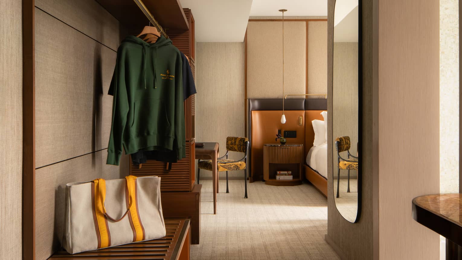 Luxury hotel suite wardrobe area