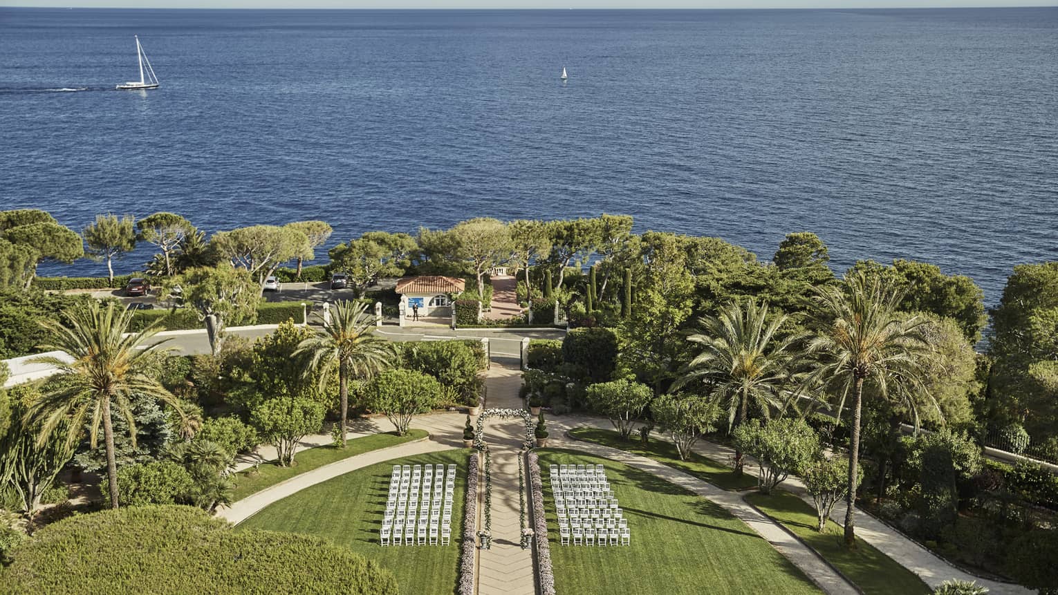 Cap-Ferrat south of France wedding venue outside seating and view of the sea,Cap-Ferrat south of France wedding venue outside seating and view of the sea