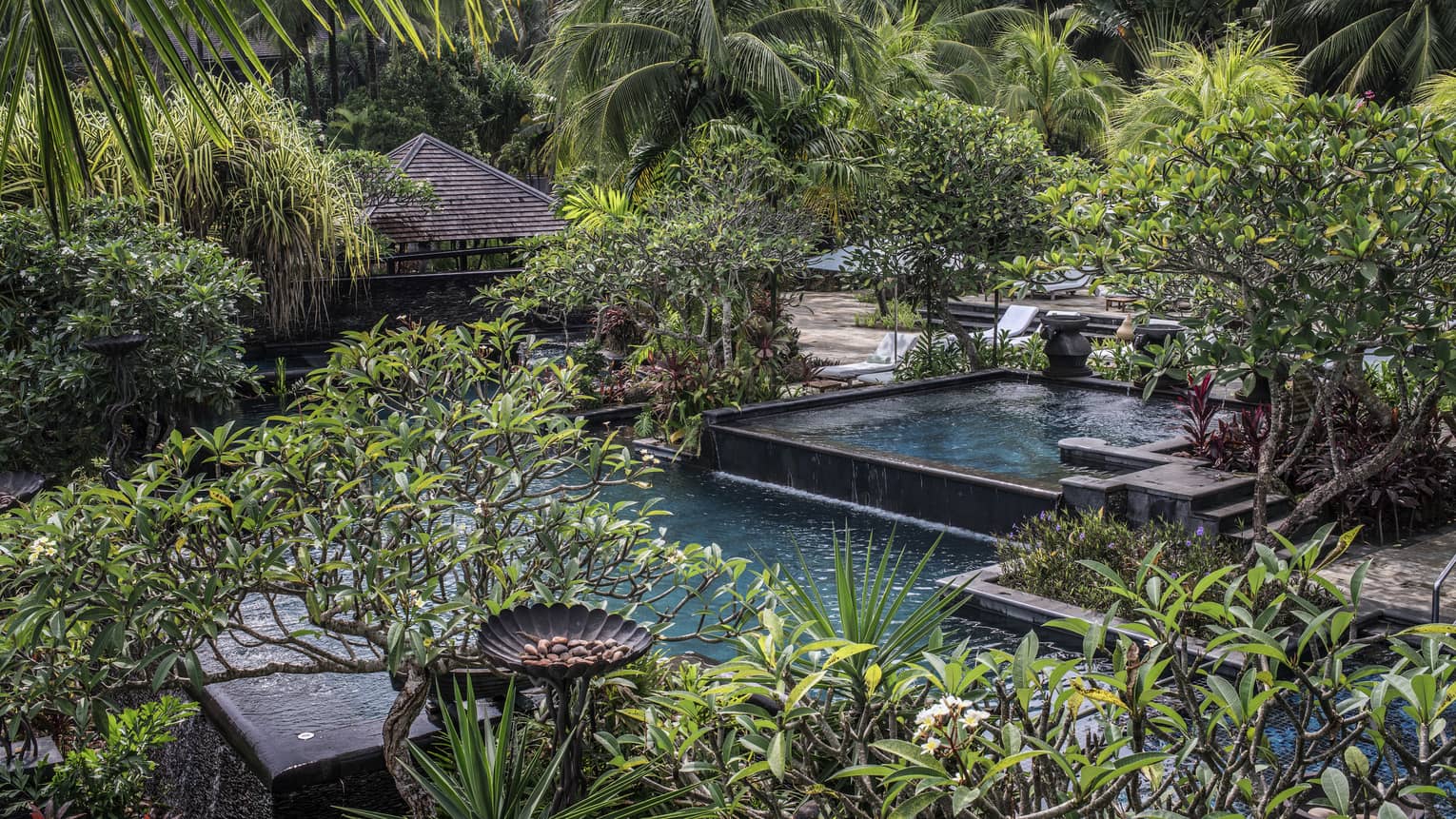 This image depicts lush greenery surrounding water at Four Seasons Resort Langkawi in Malaysia and connects to ESG and water conservation.