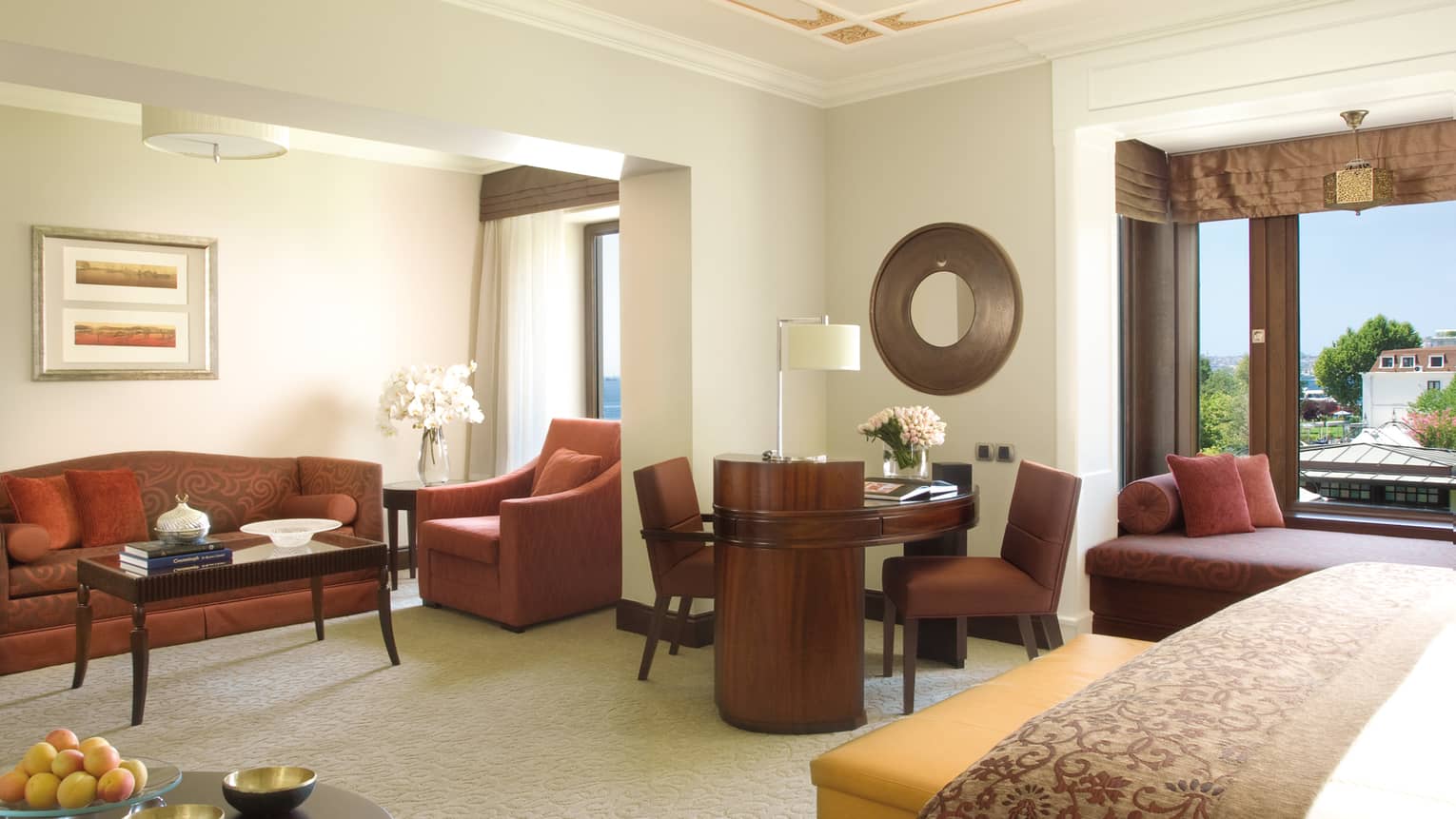 Four Seasons Junior Suite end of bed, seating area and dining table
