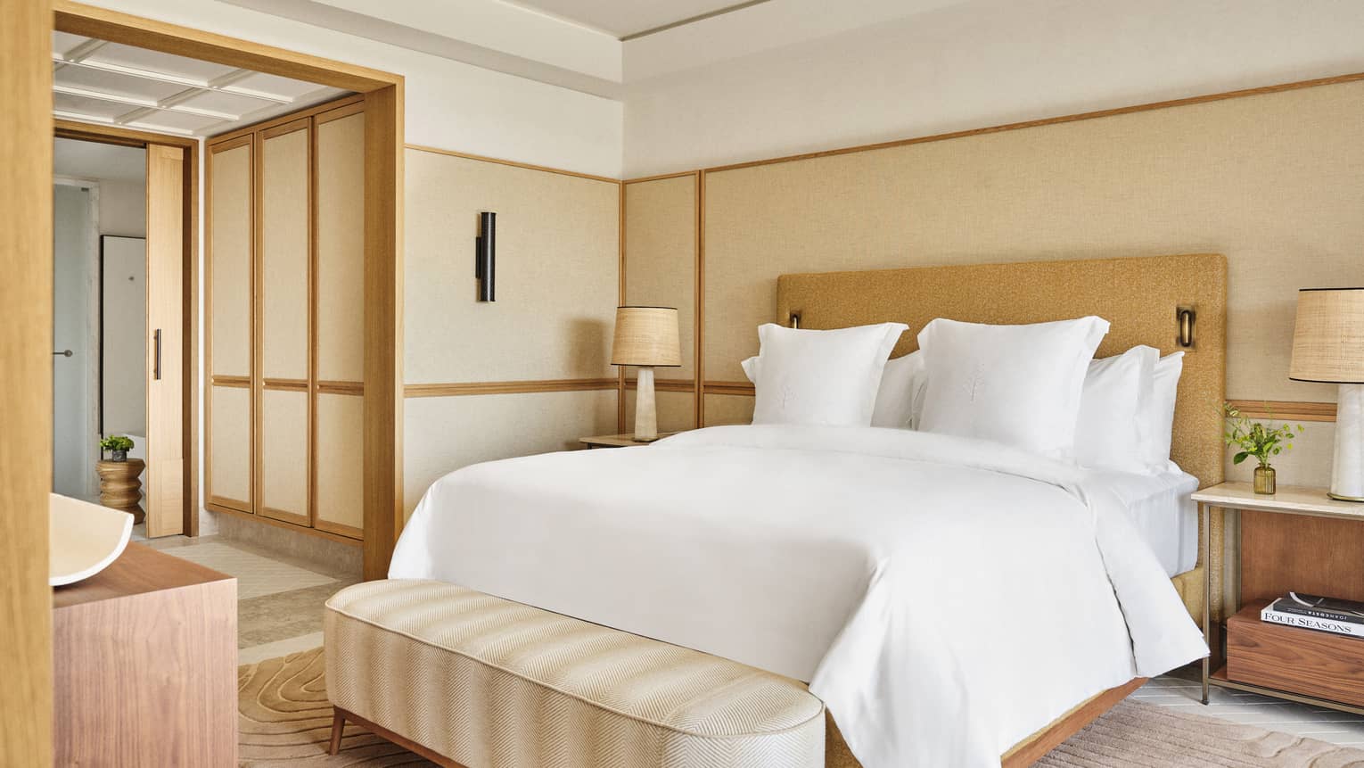 Contemporary suite bedroom with king bed at Four Seasons Resort Mallorca