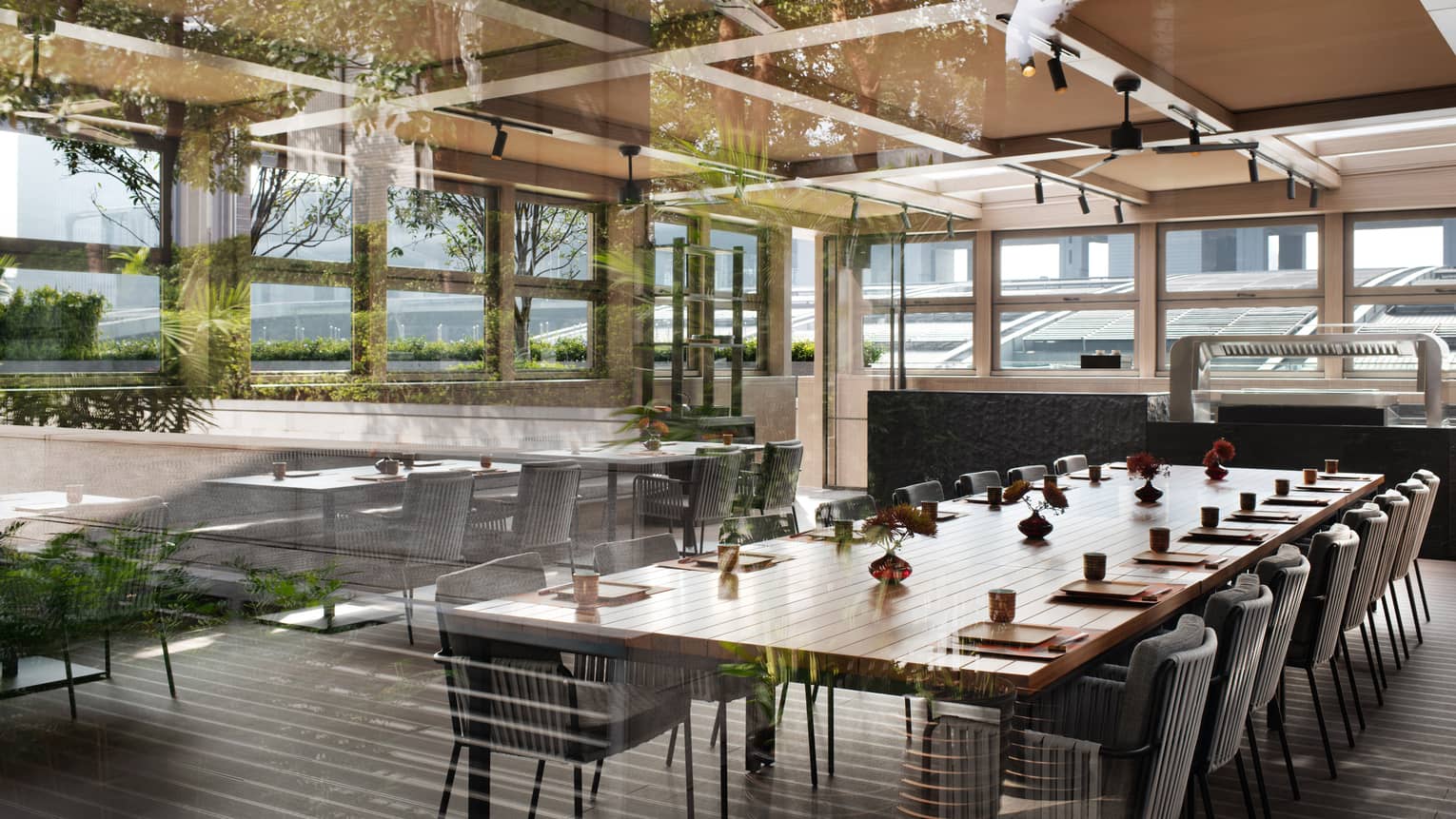 Matsuyi dining area with views of downton Shenzhen