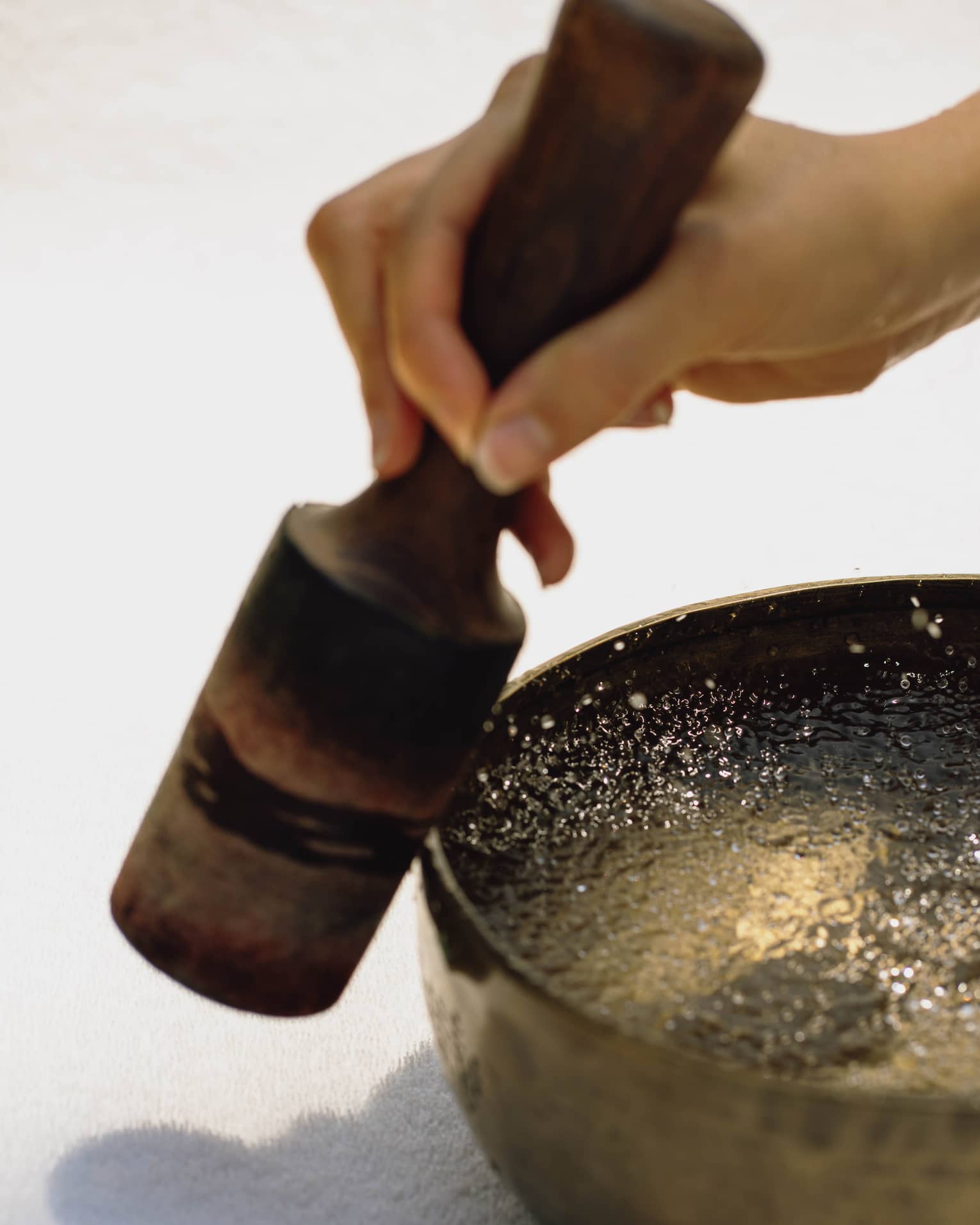 Singing bowl for sound healing spa treatment