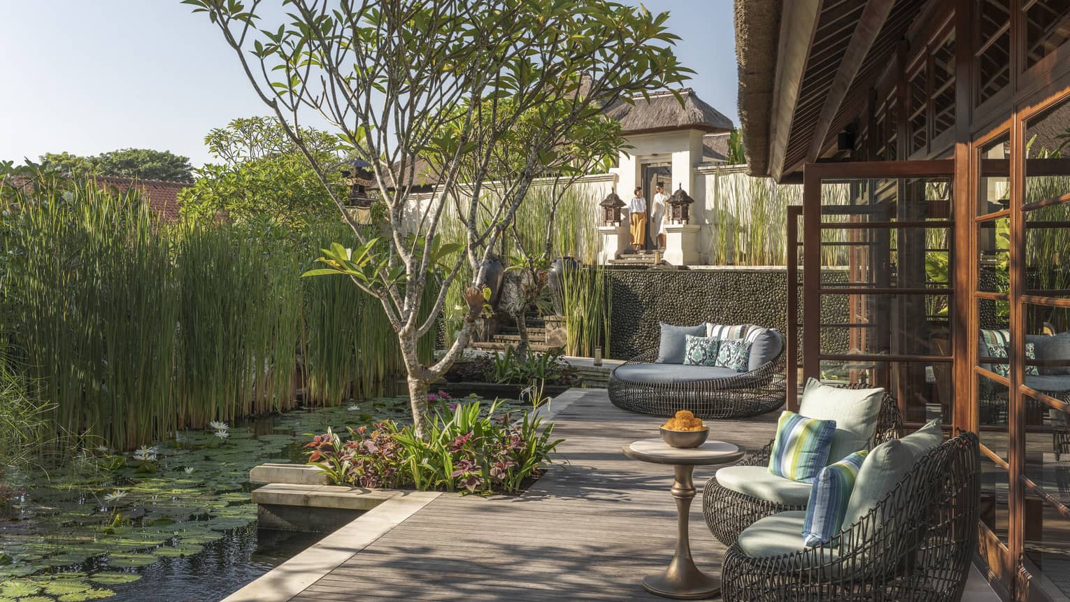 Healing Village Spa lotus pond and outdoor terrace