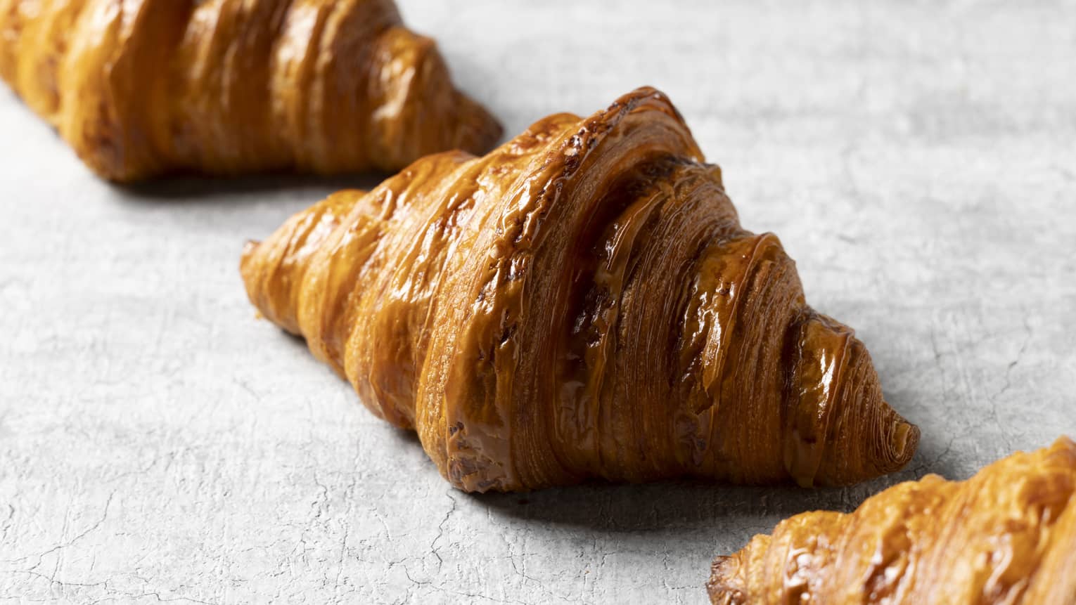 A row of croissants