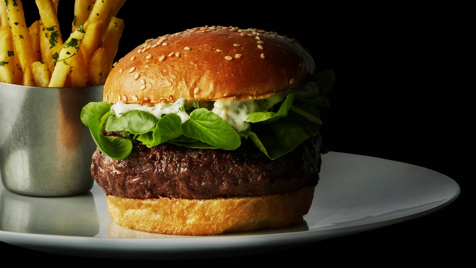 Bourbon Restaurant Berbere-Spiced Lamb Burger on thick egg bun