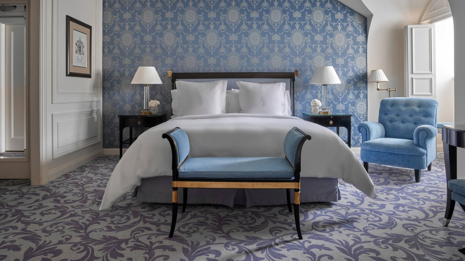 Hotel room with king bed
