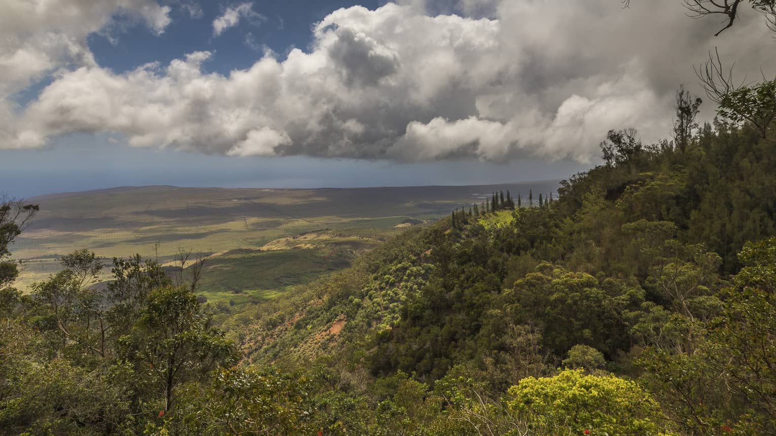 View over green mountains near Four Seasons Resort Hawaii, Lanai at Koele