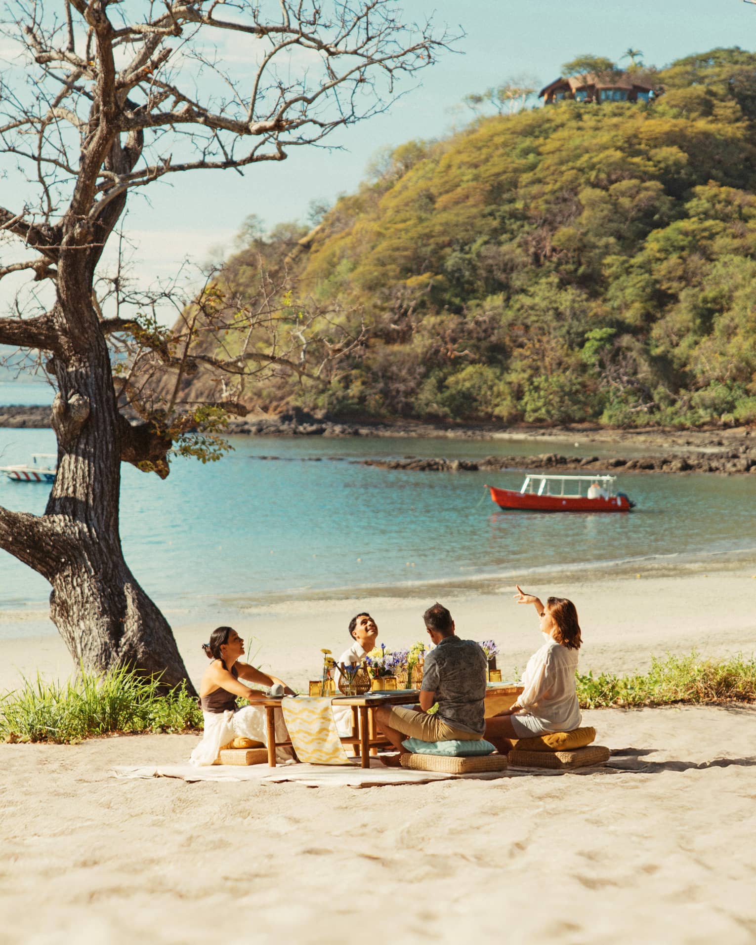 Private picnic set up on a beach
