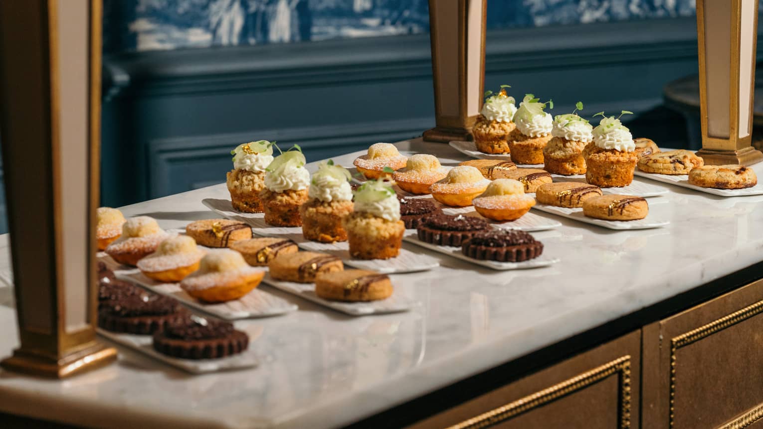 A variety of pastries and desserts.