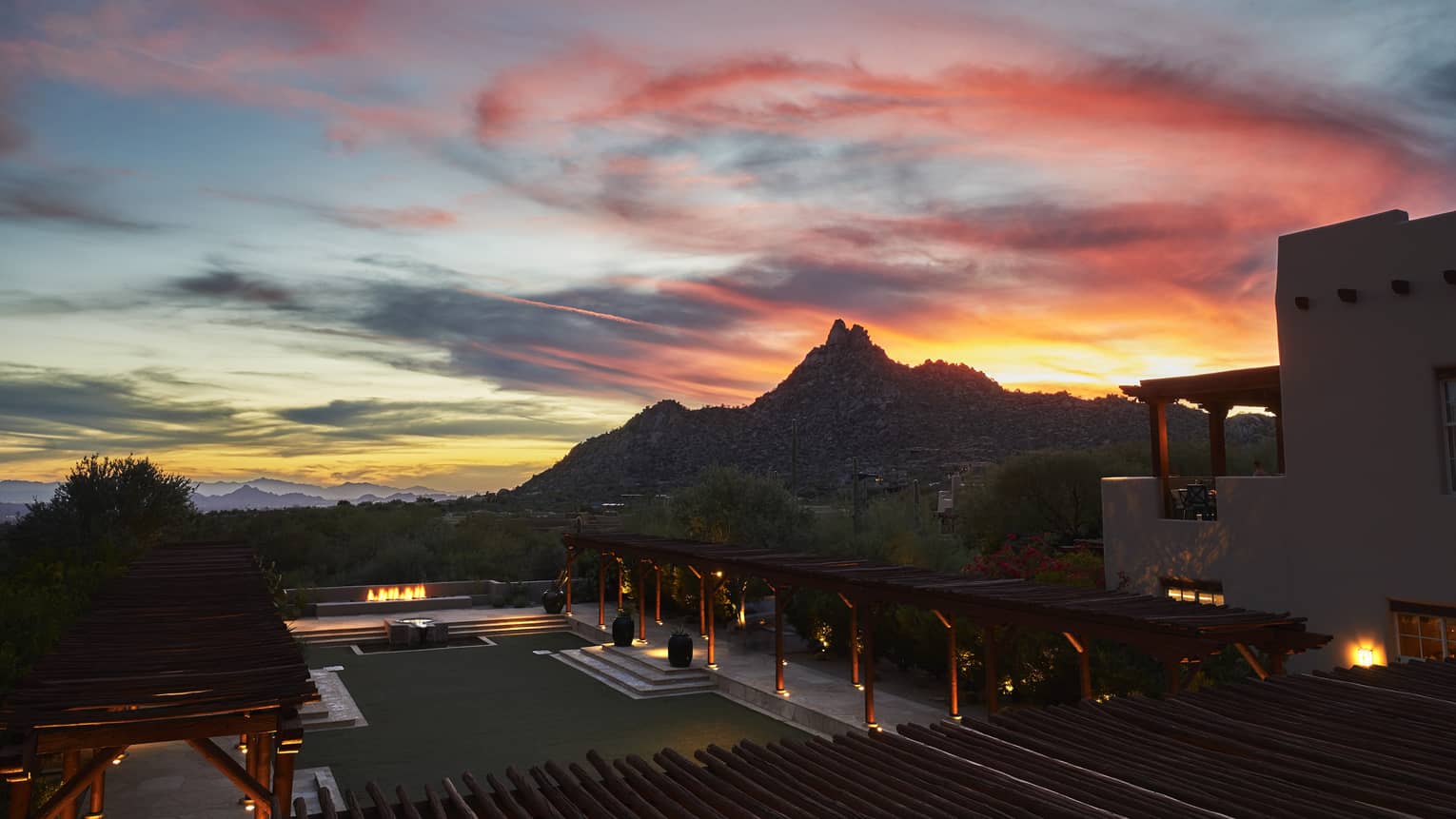 Pink and orange sunset over Scottsdale, Arizona