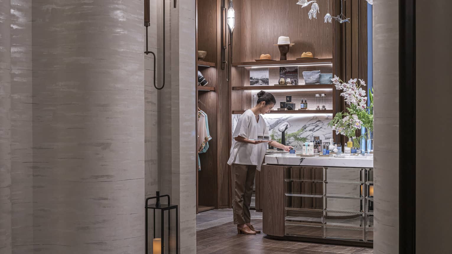 Woman browses in the Spa's lifestyle retail shop