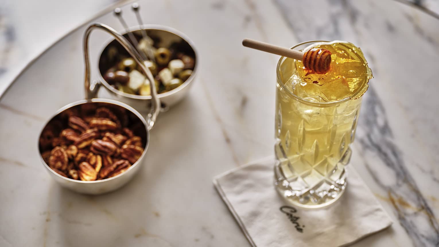 A cocktail with honey.