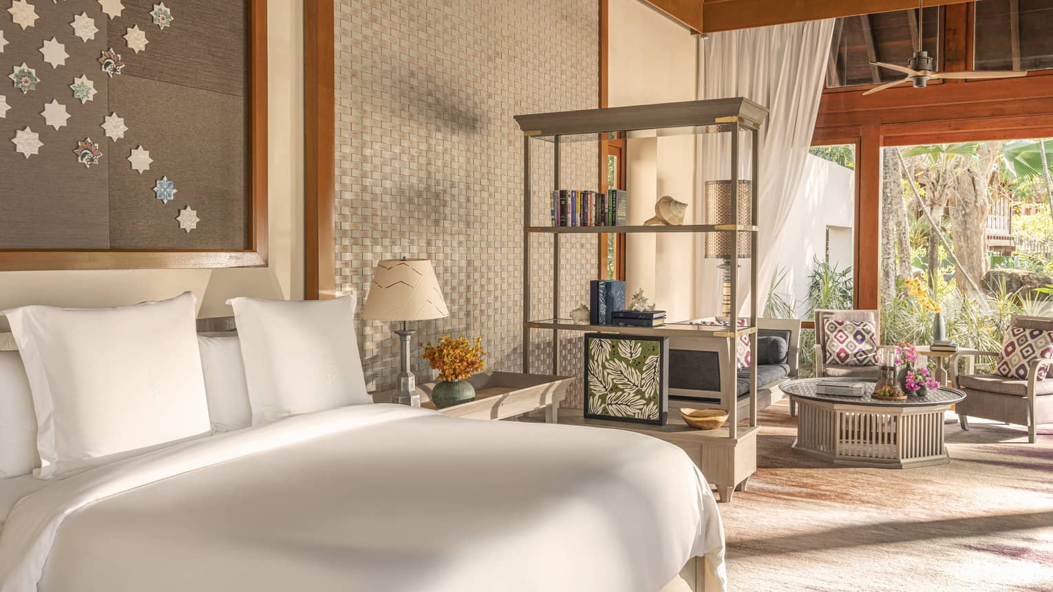 Bedroom with sitting area, opening up to private terrace