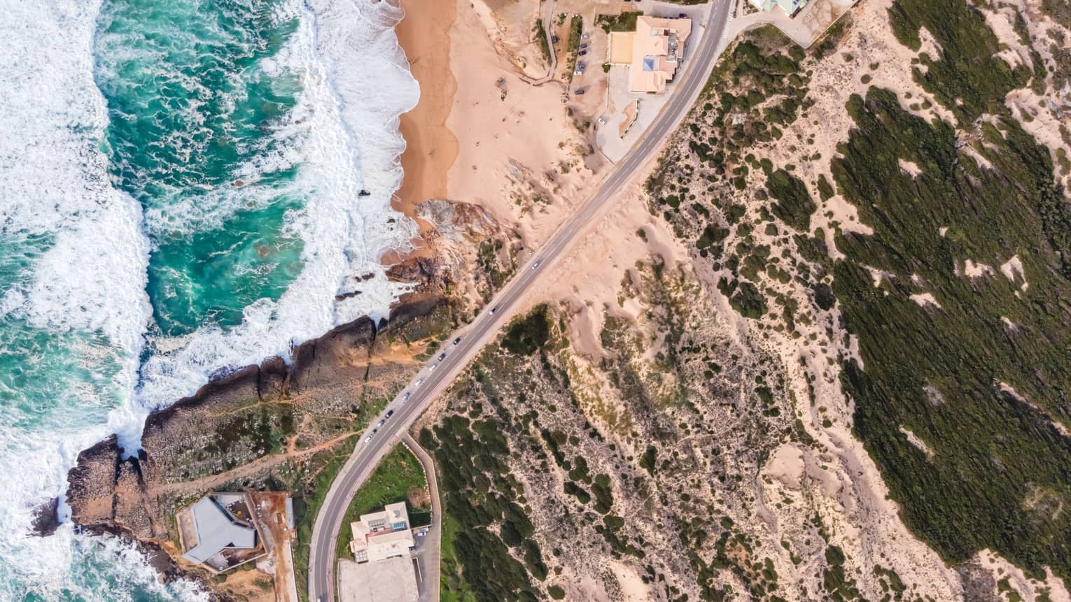 Aerial view of Guincho coastal road