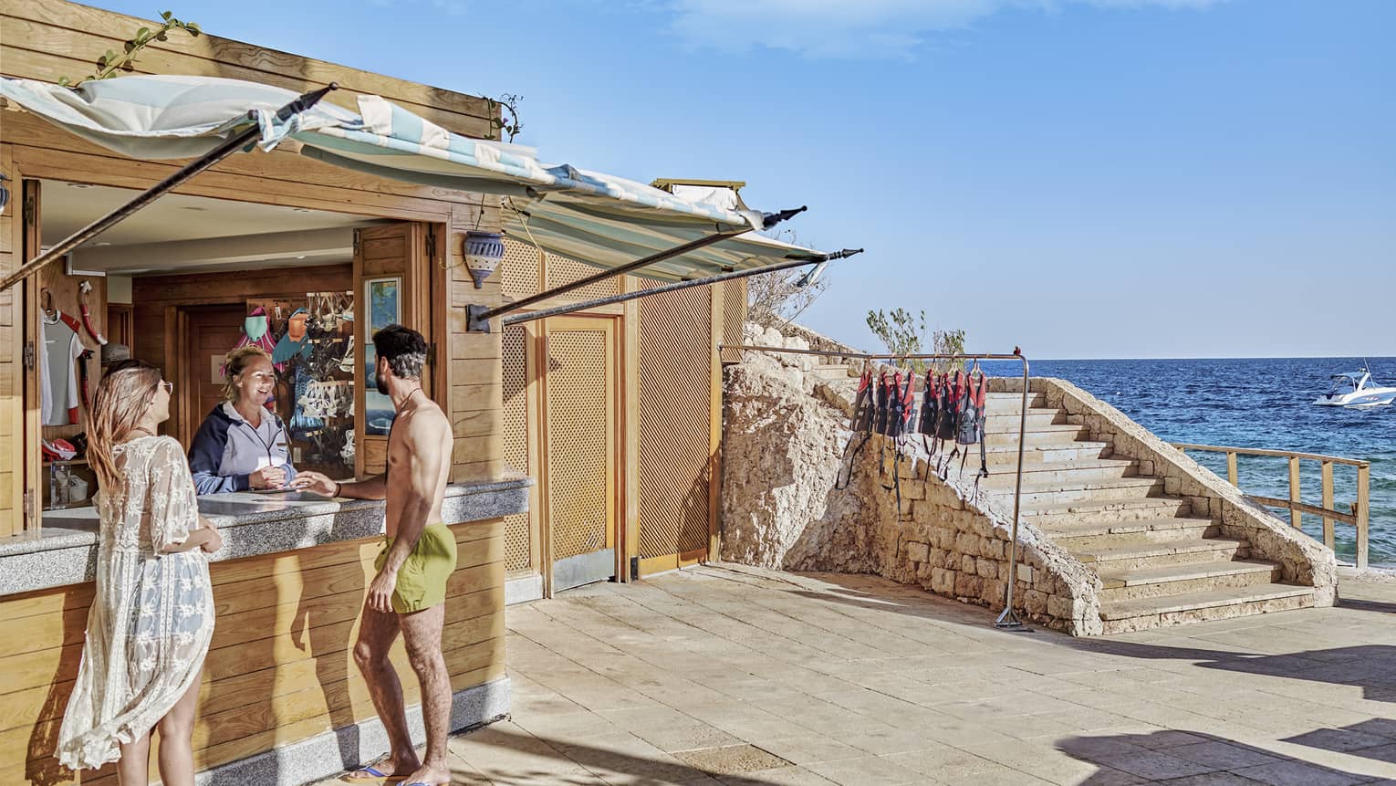 Couple at beachside bar