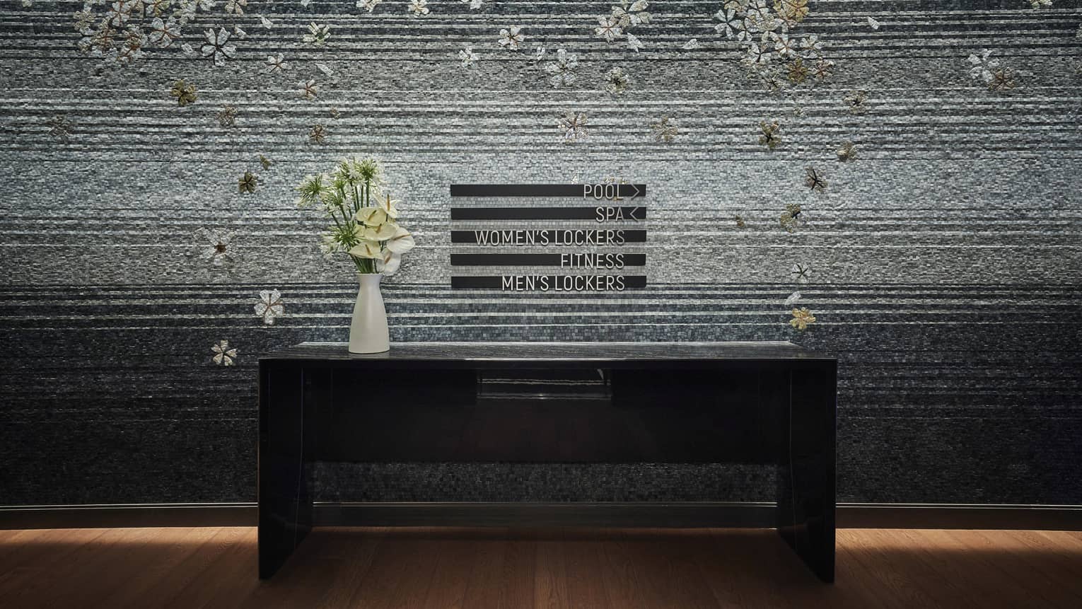 A desk in the reception area of the spa at four seasons one dalton