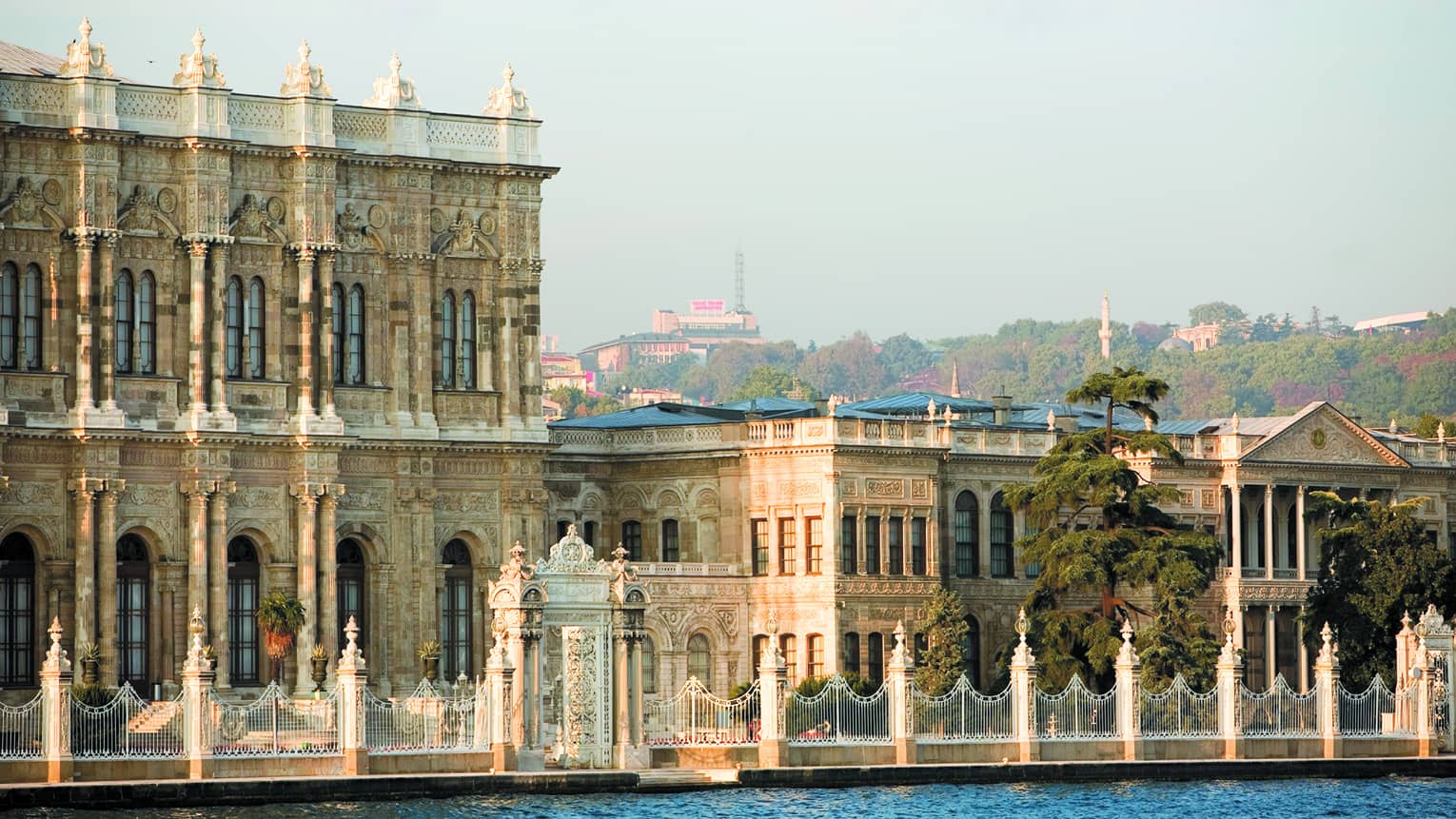 Dolmabahçe Palace historic building exterior along water 