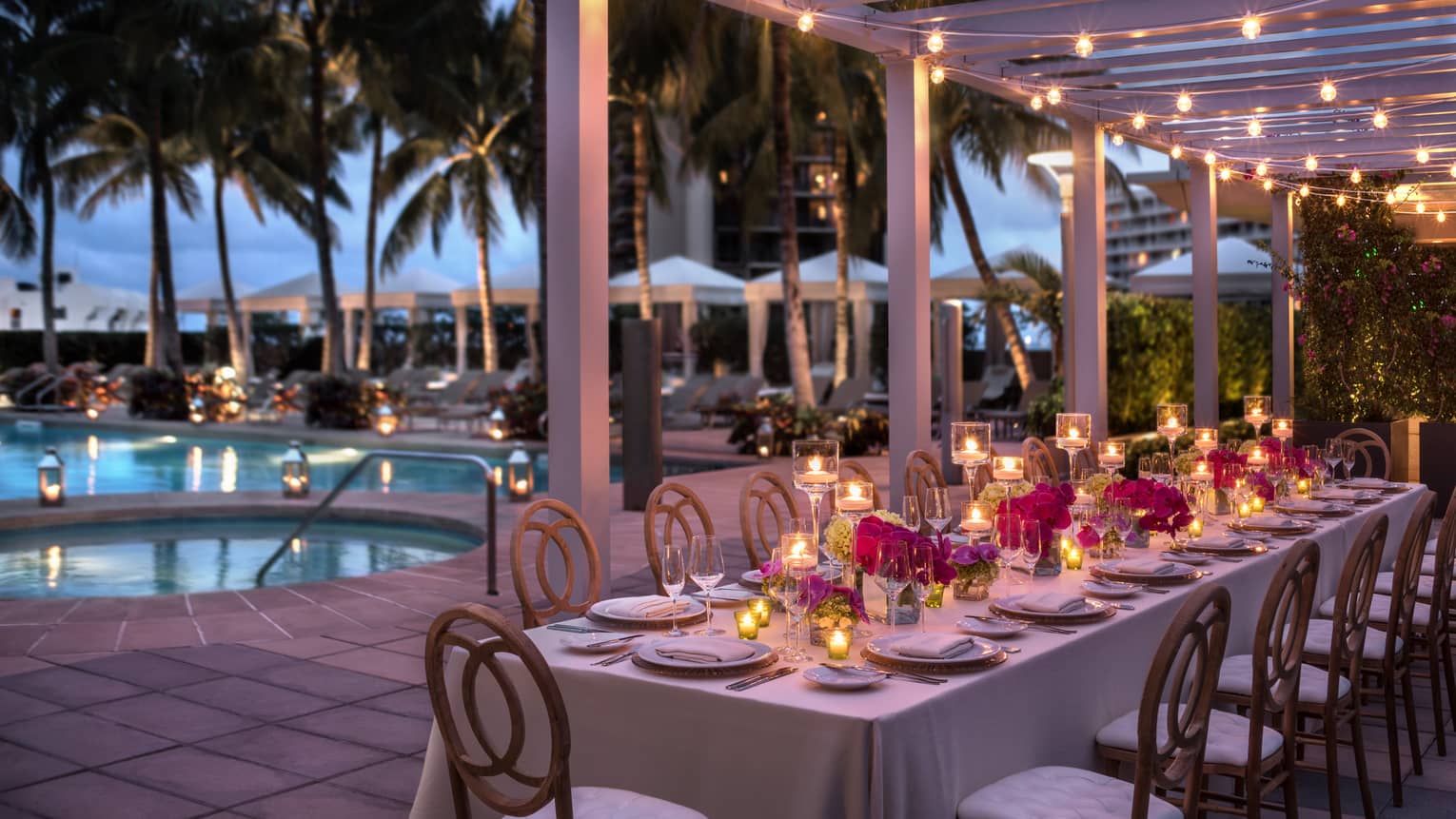 An event space outside next to the pool 