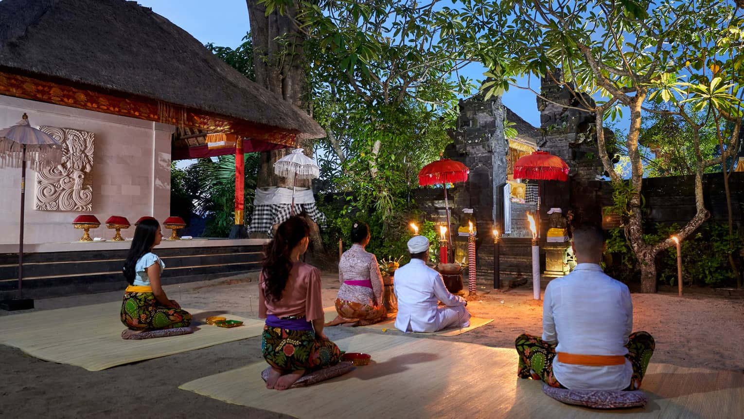 Guests gather at the pavilion for a traditional Balinese fire blessing