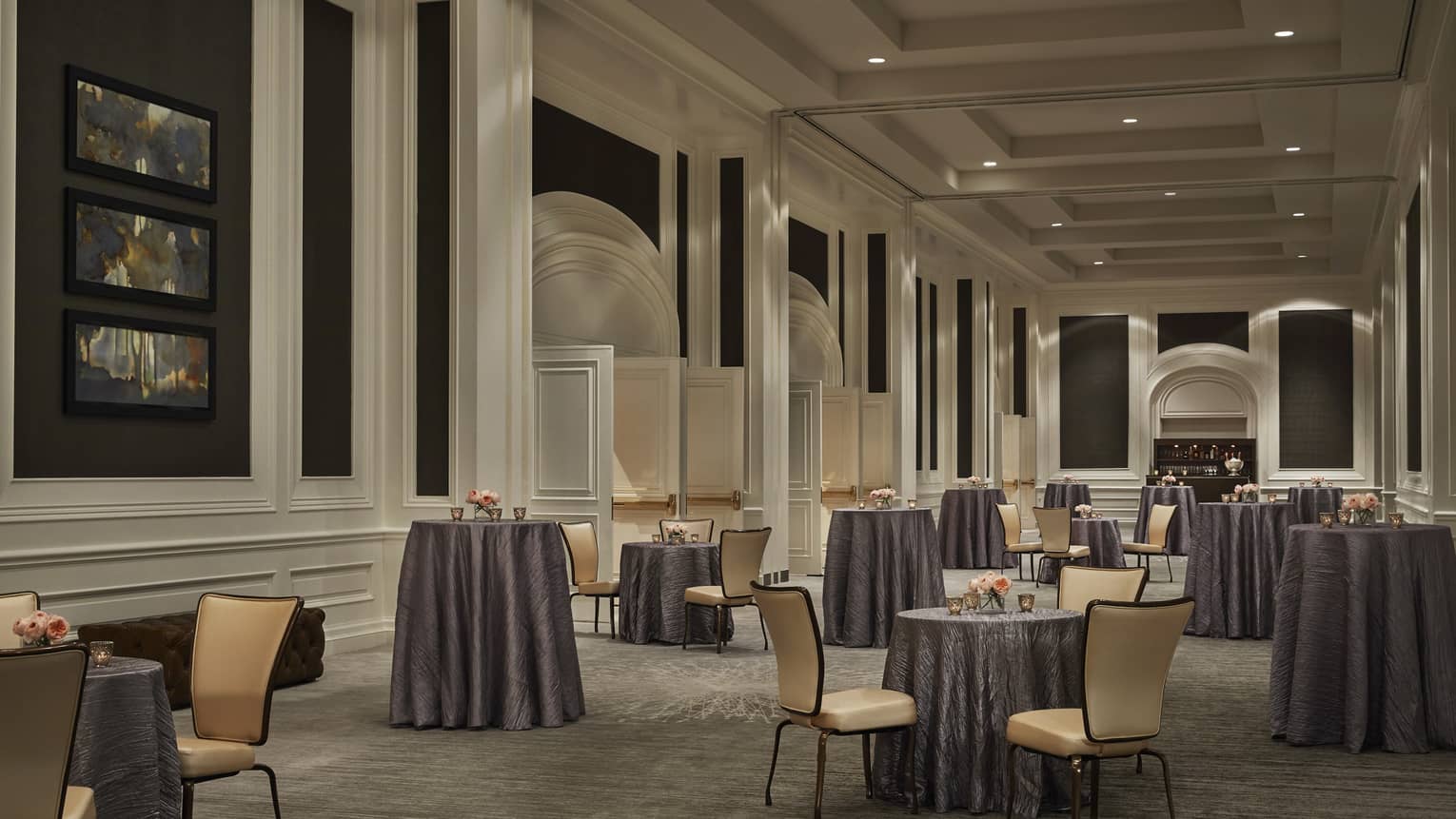 Cocktail tables, chairs in Ballroom pre-function area