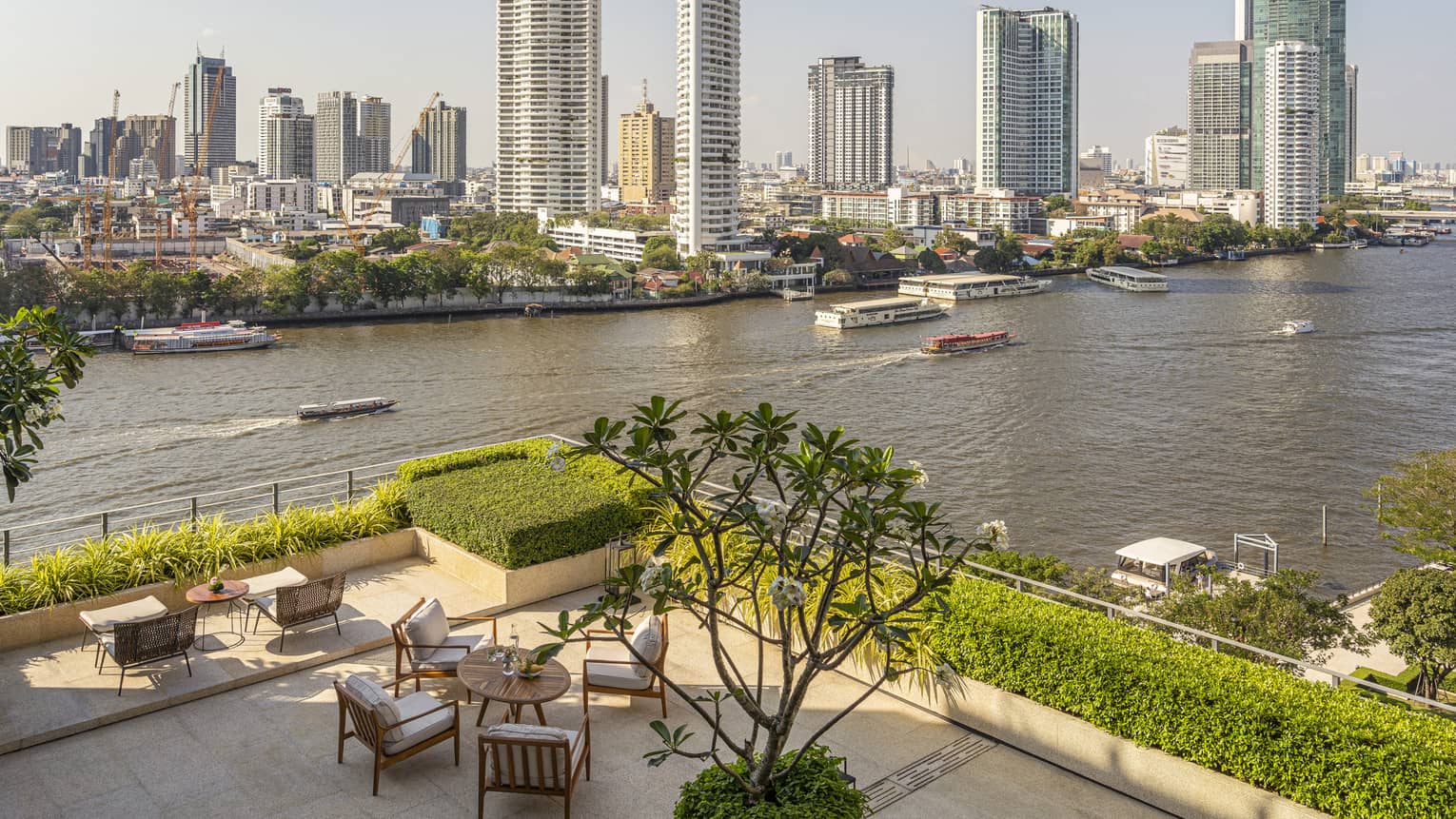 River view from Four Seasons Hotel Bangkok two-bedroom suite