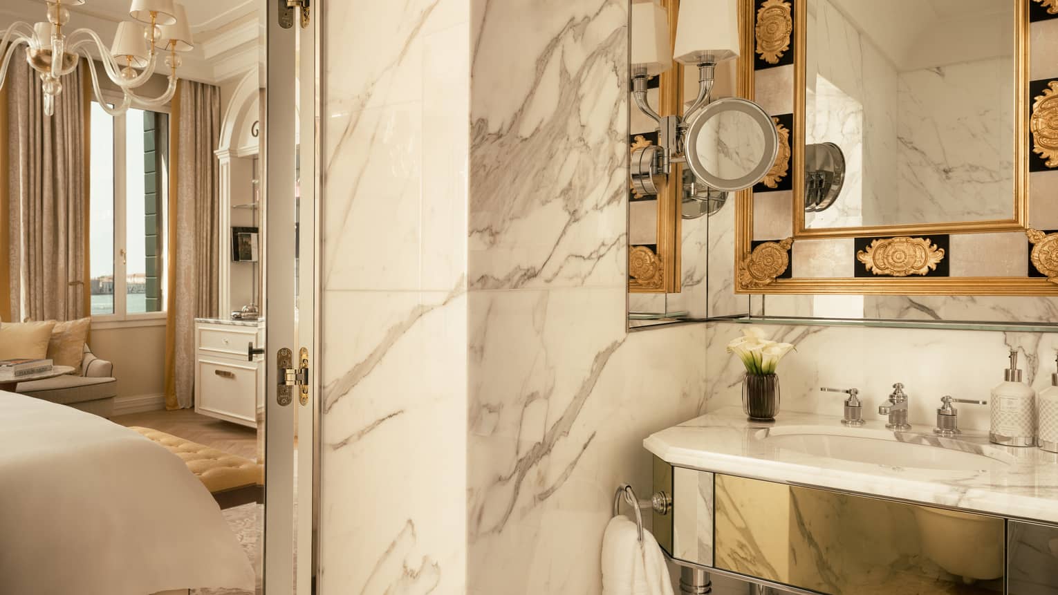 Marble bathroom of elegant hotel room
