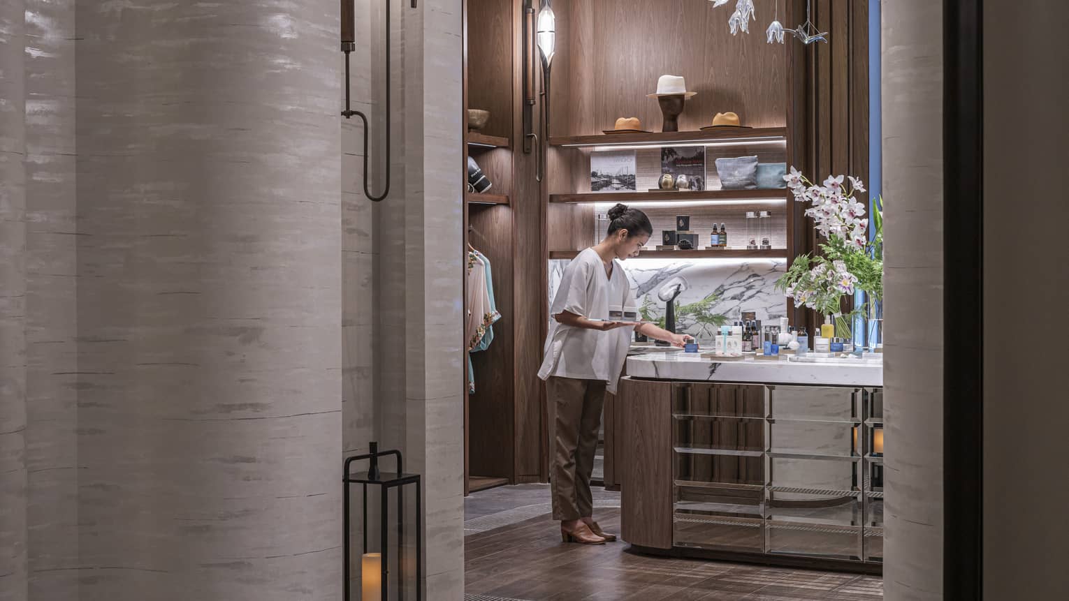 Woman browses in the Spa's lifestyle retail shop