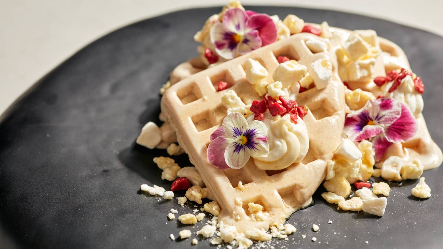 Waffle and ice cream.