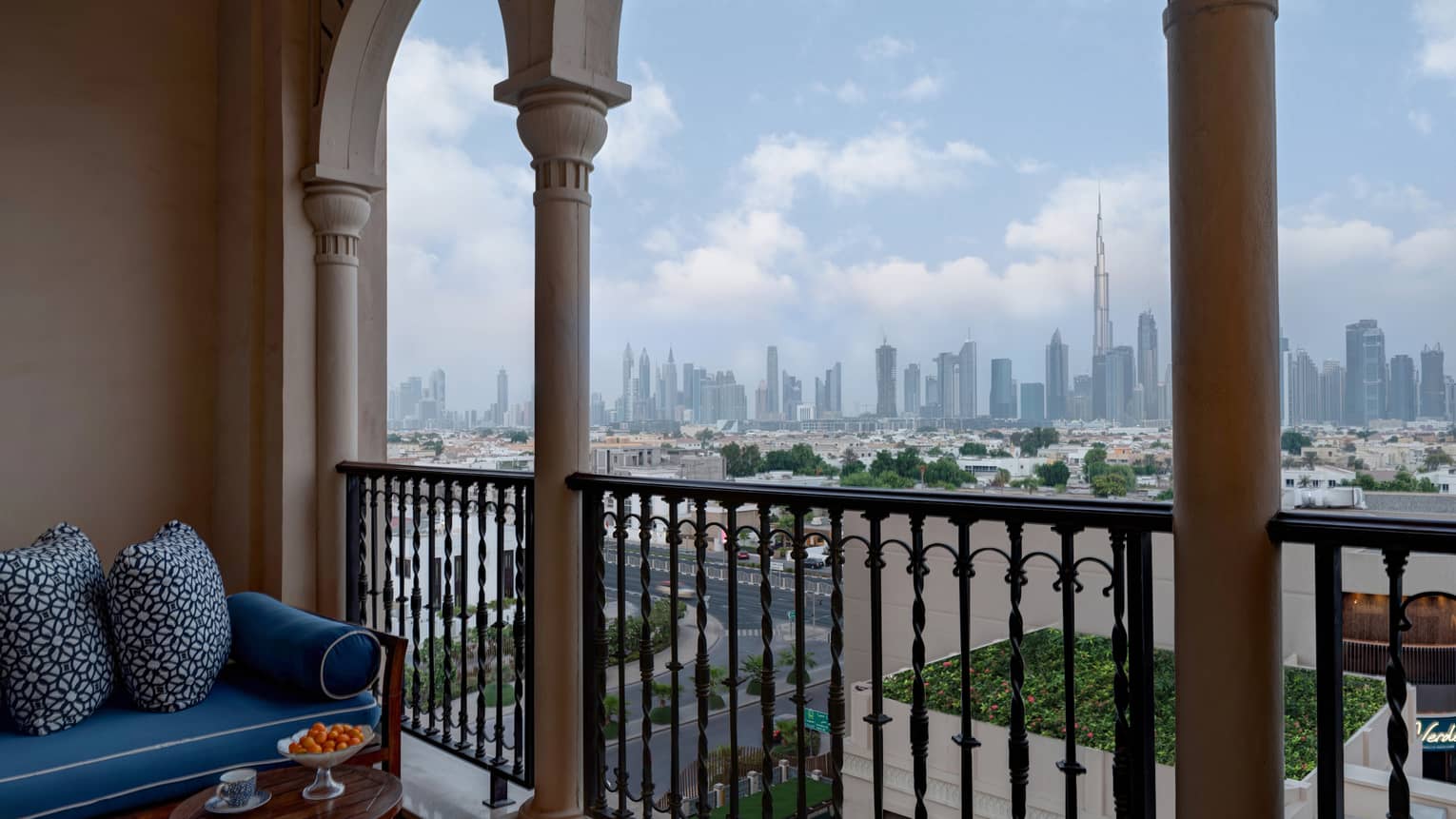 Private balcony looking out to Dubai skyline
