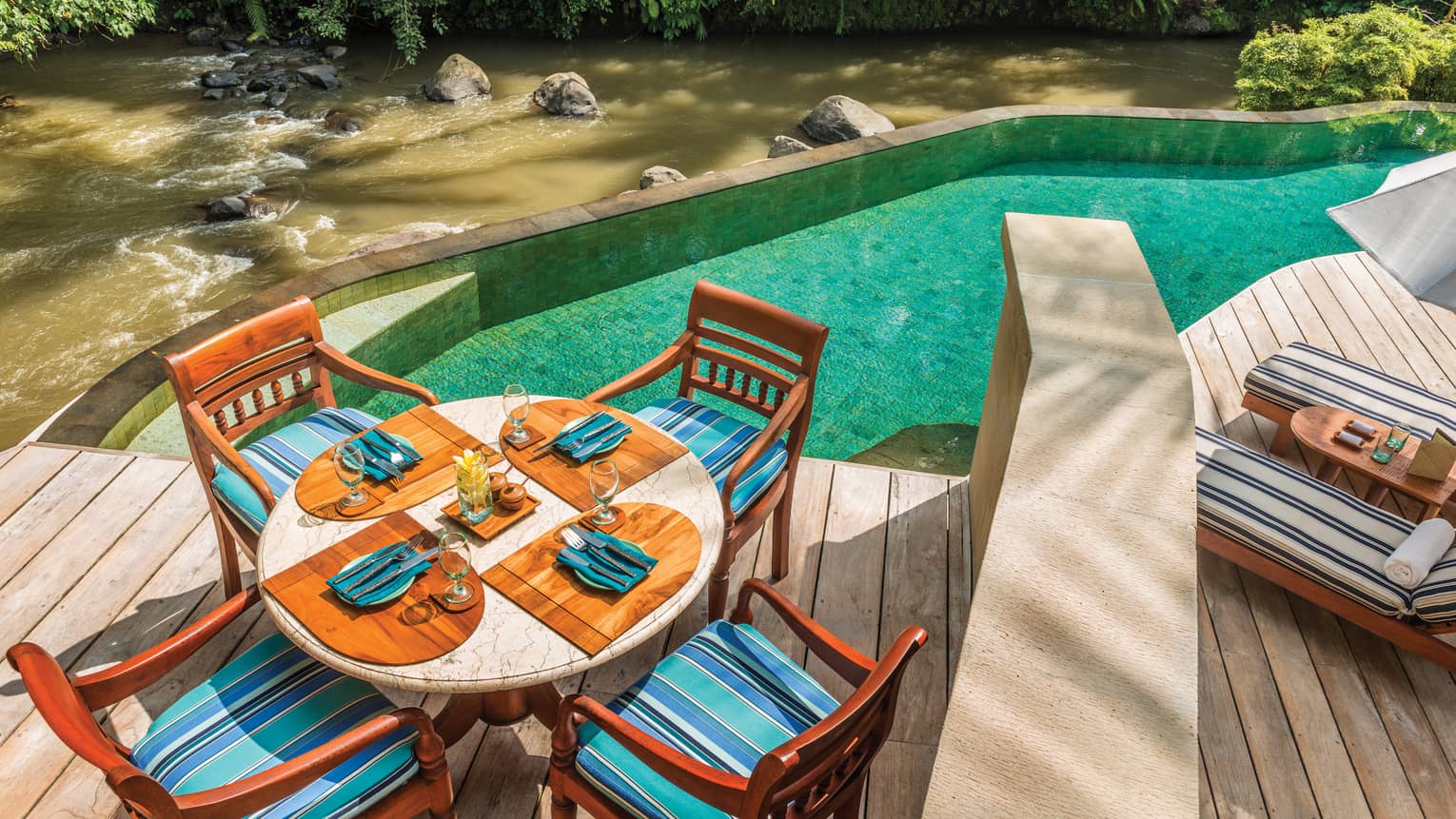 Riverside Cafe poolside table