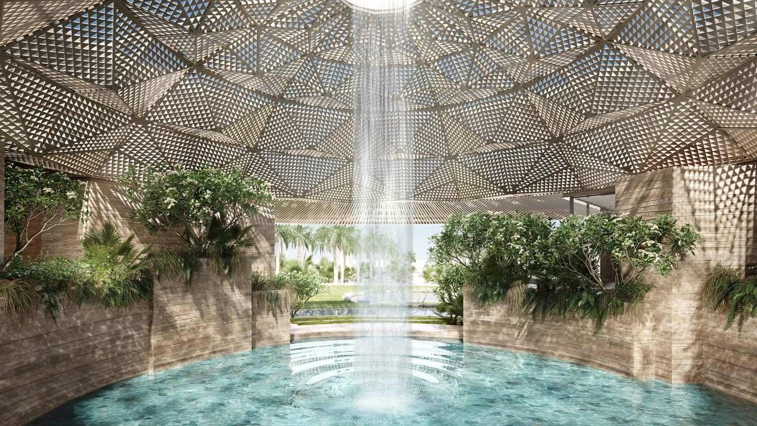 Rendering of pool and waterfall