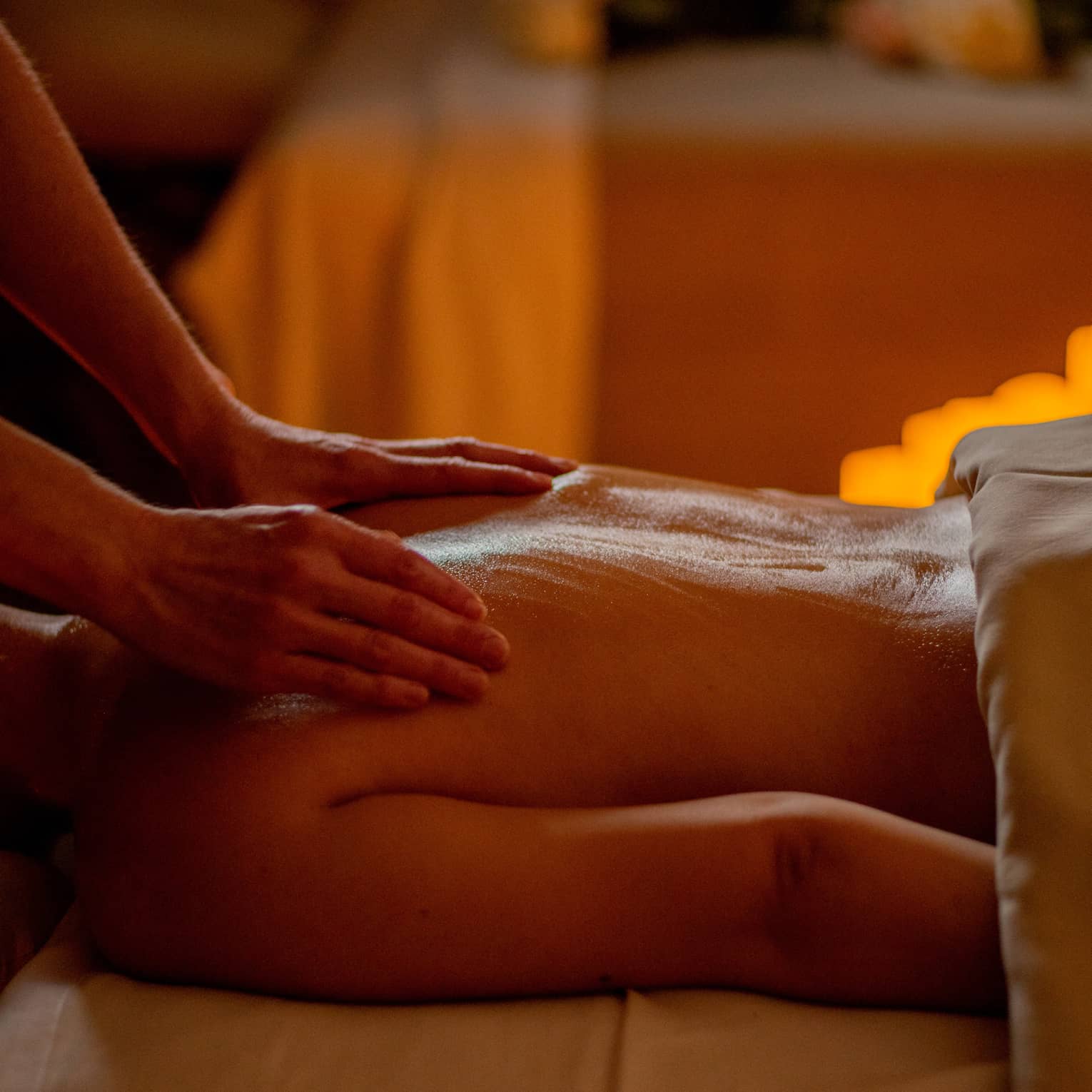 Close up of person getting a back massage