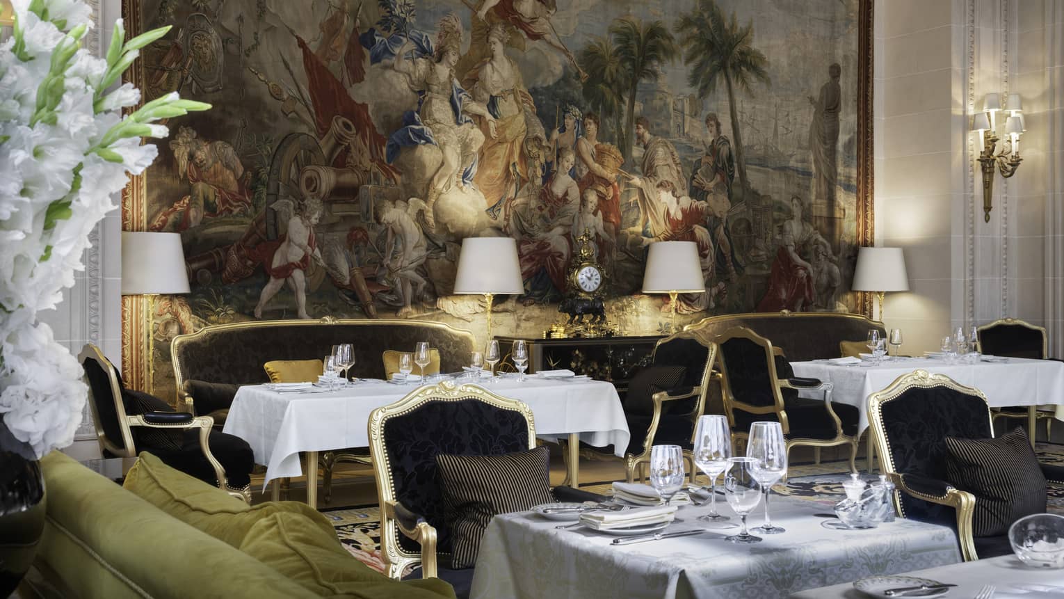 Flemish tapestries and 19th-century paintings add period charm at Le Galerie