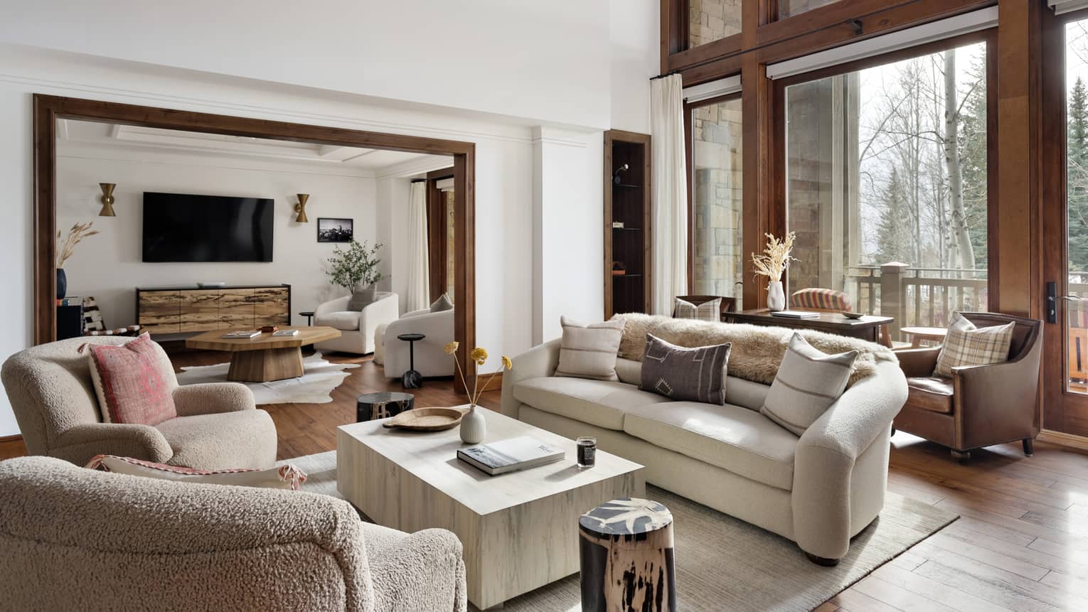 Mountain-chic private residence with spacious living room at Four Seasons Resort and Residences Jackson Hole
