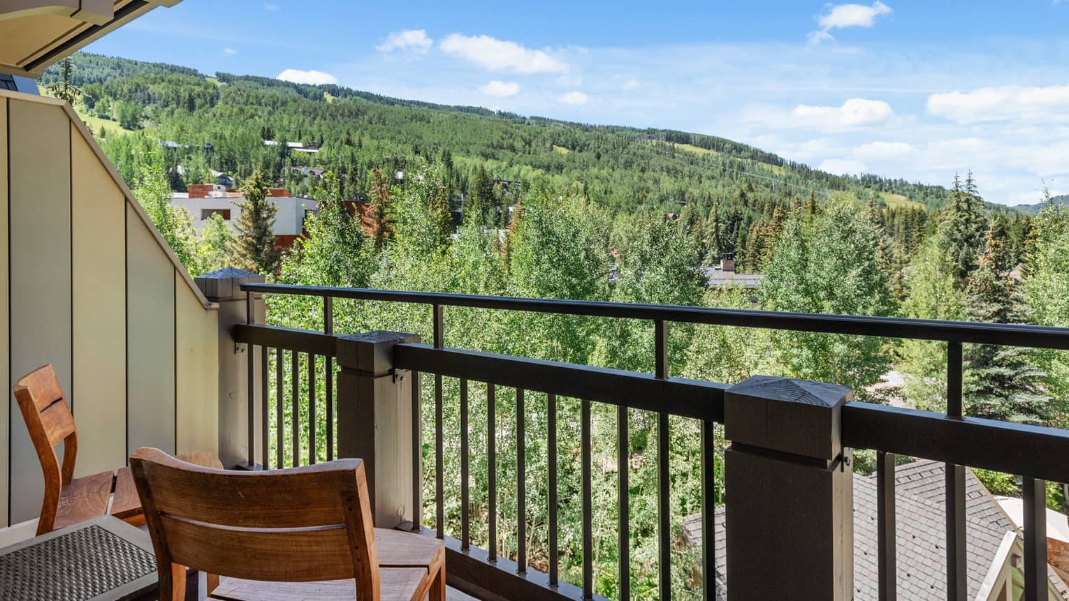 Mountain view balcony of a luxury suite at Four Seasons Vail