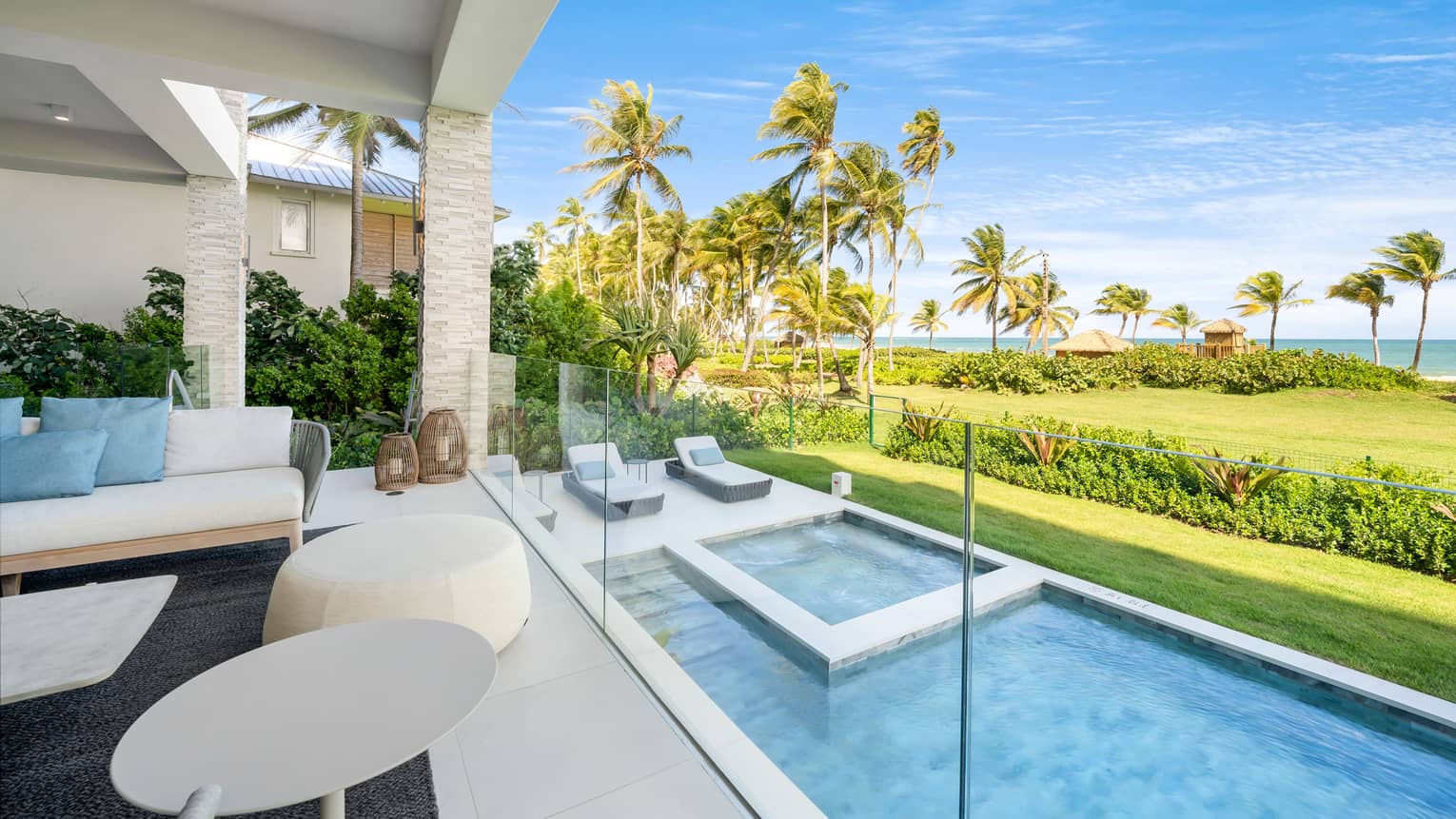 Outdoor plunge pool and greenery beyond