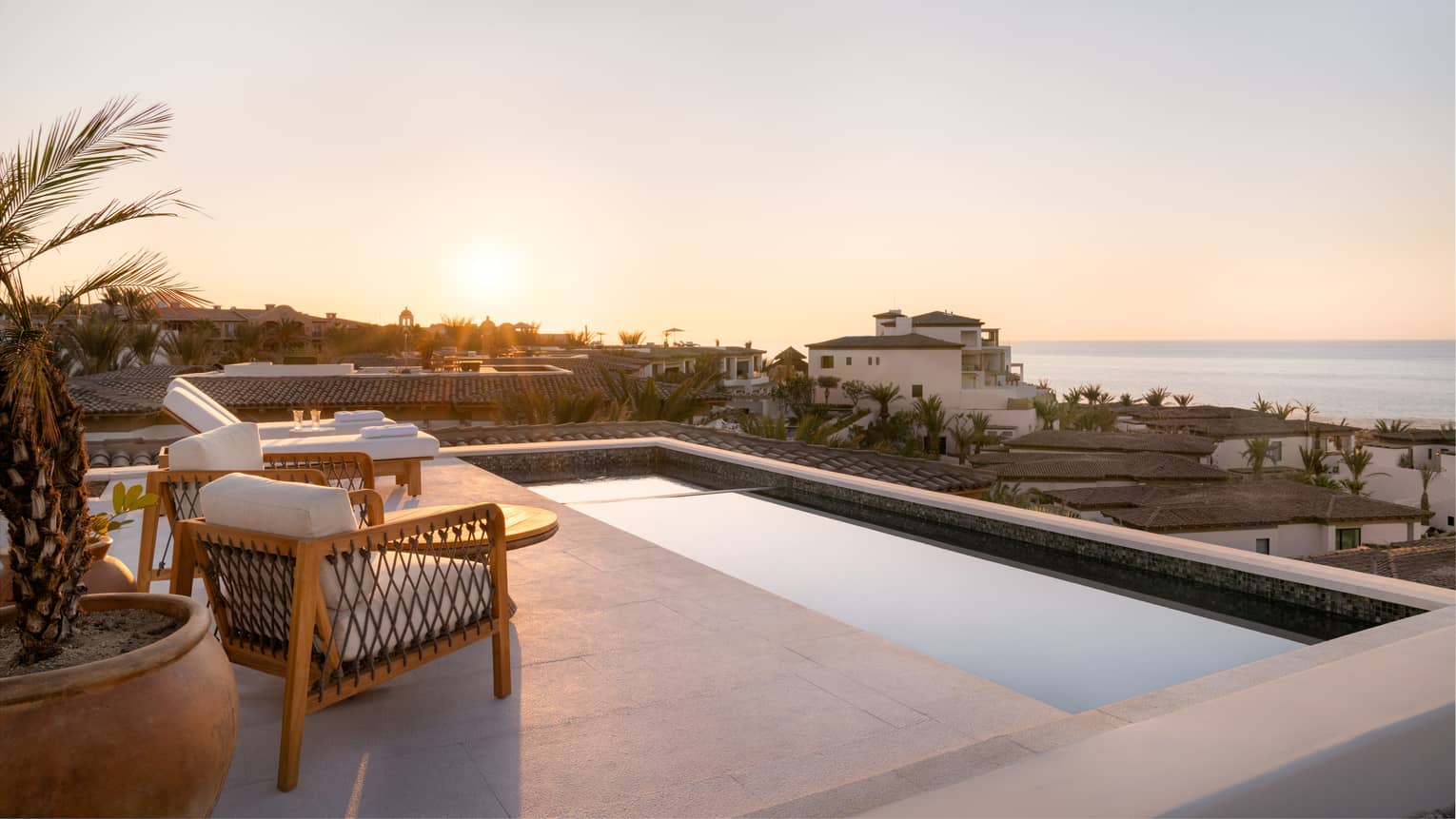 Ocean-view rooftop pool terrace of private villa at Four Seasons Resort Cabo San Lucas at Cabo Del Sol