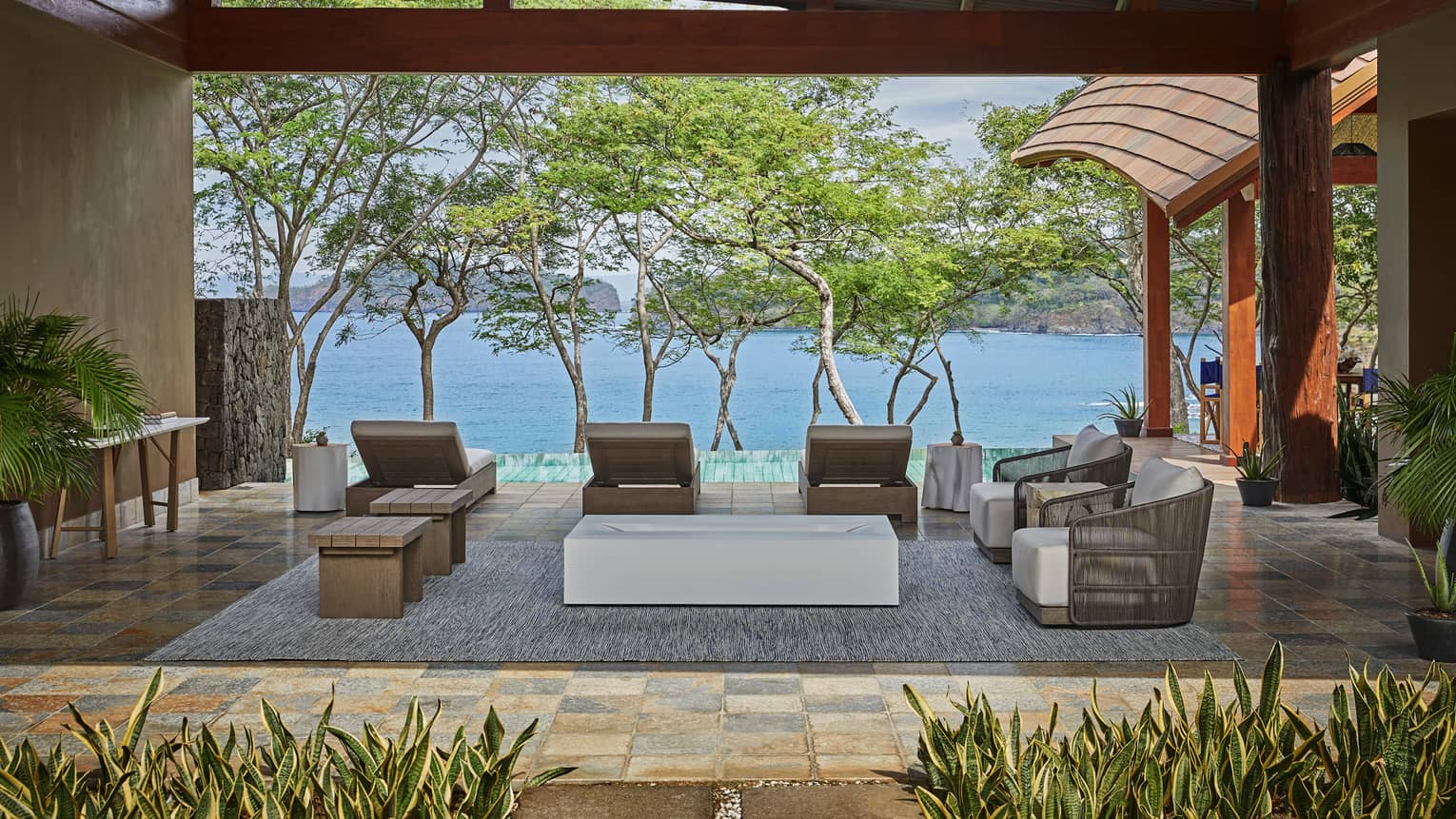 Miramar Suite-Covered Lounge and Pool with Ocean View