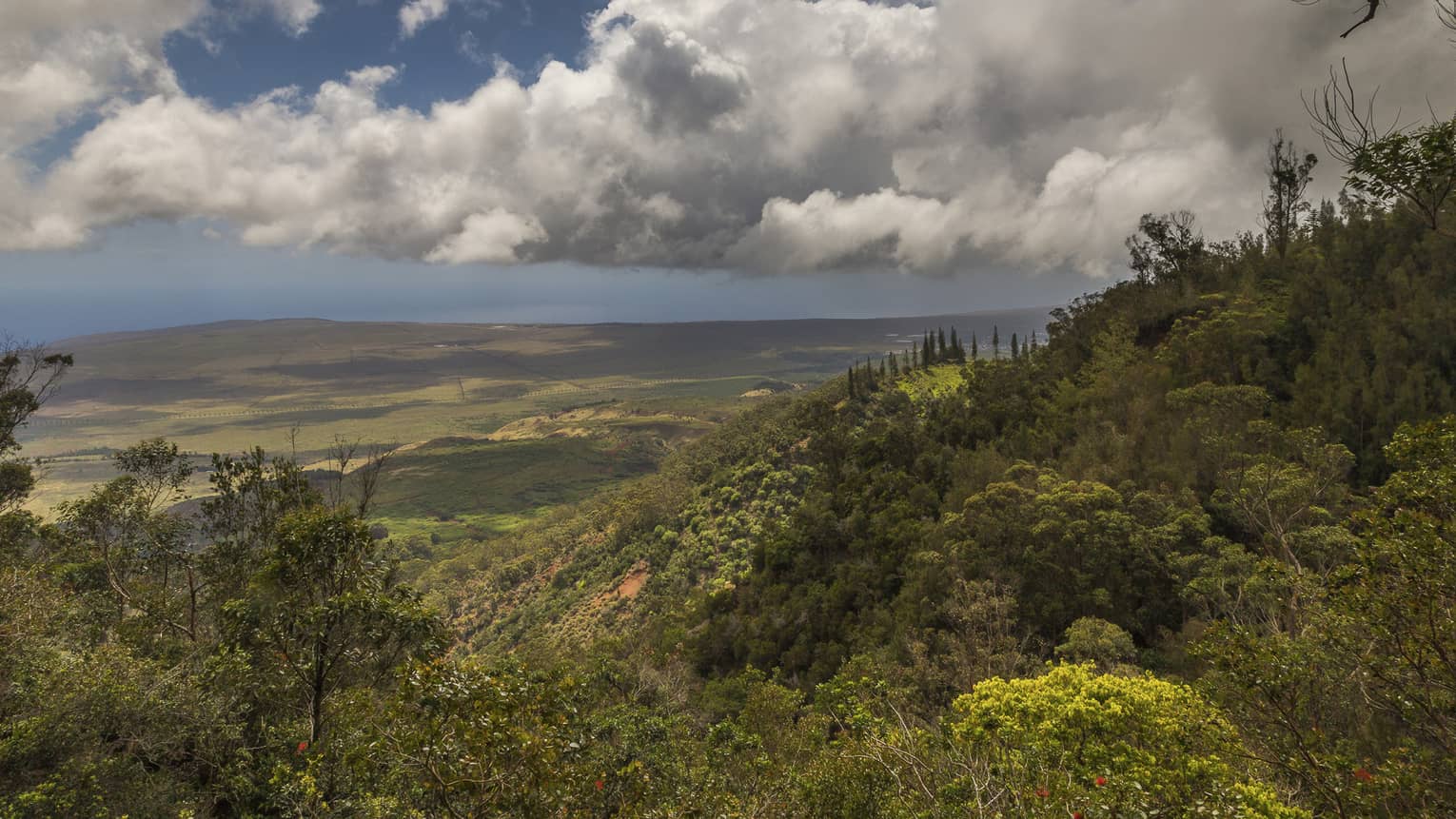 View over green mountains near Four Seasons Resort Hawaii, Lanai at Koele