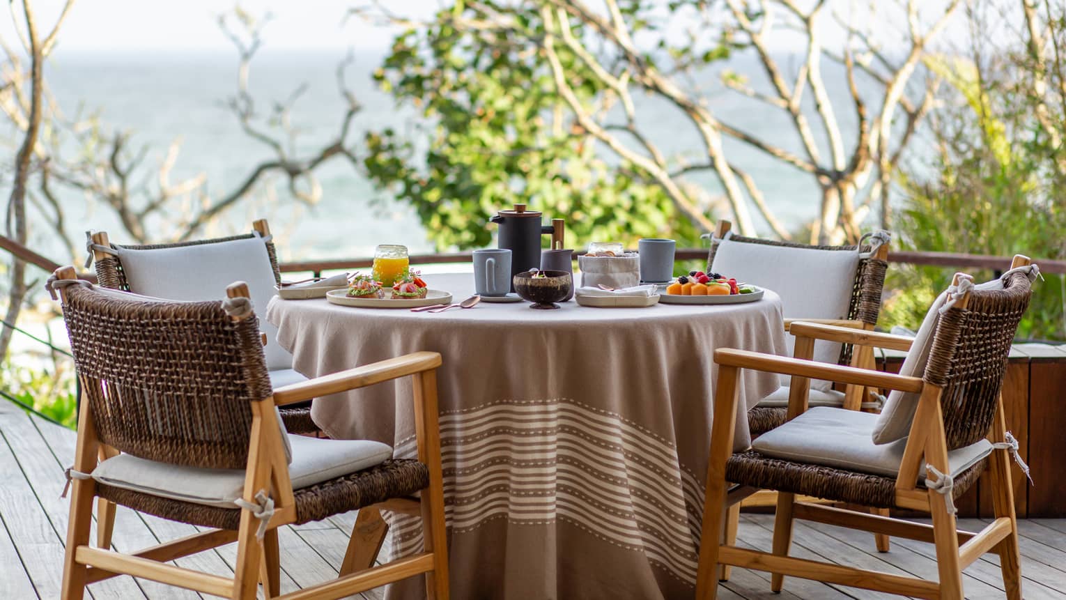 Outdoor dining table set for four