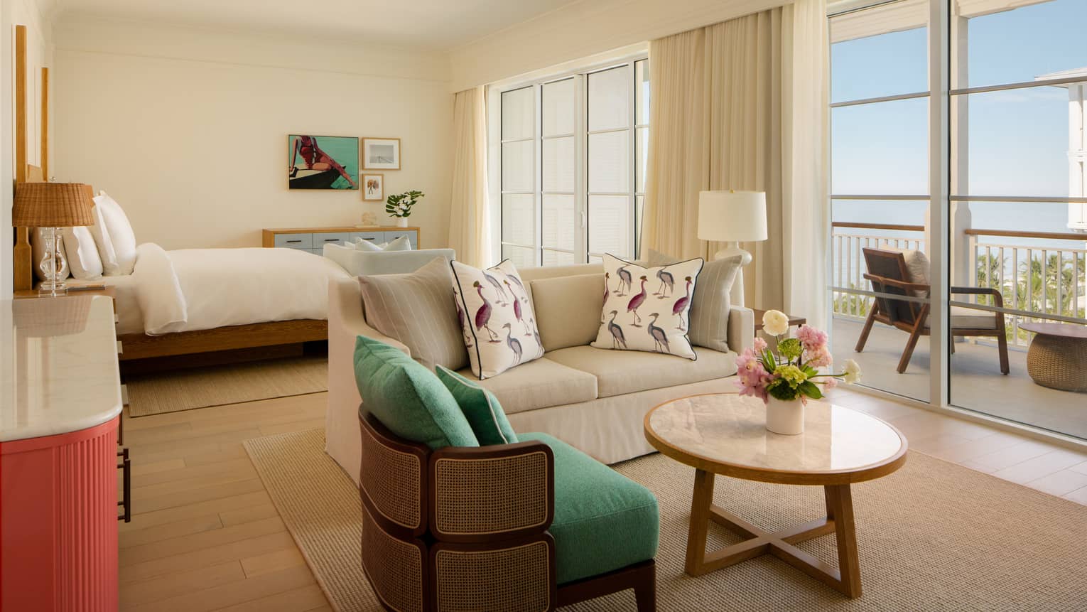 Luxury studio suite with king bed and ocean view