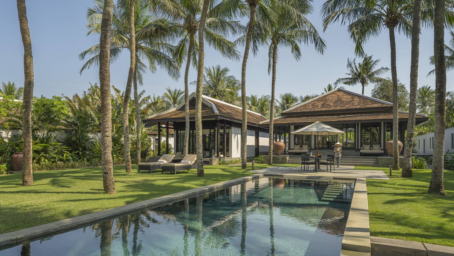 Private pool of a two-bedroom villa in tropical location